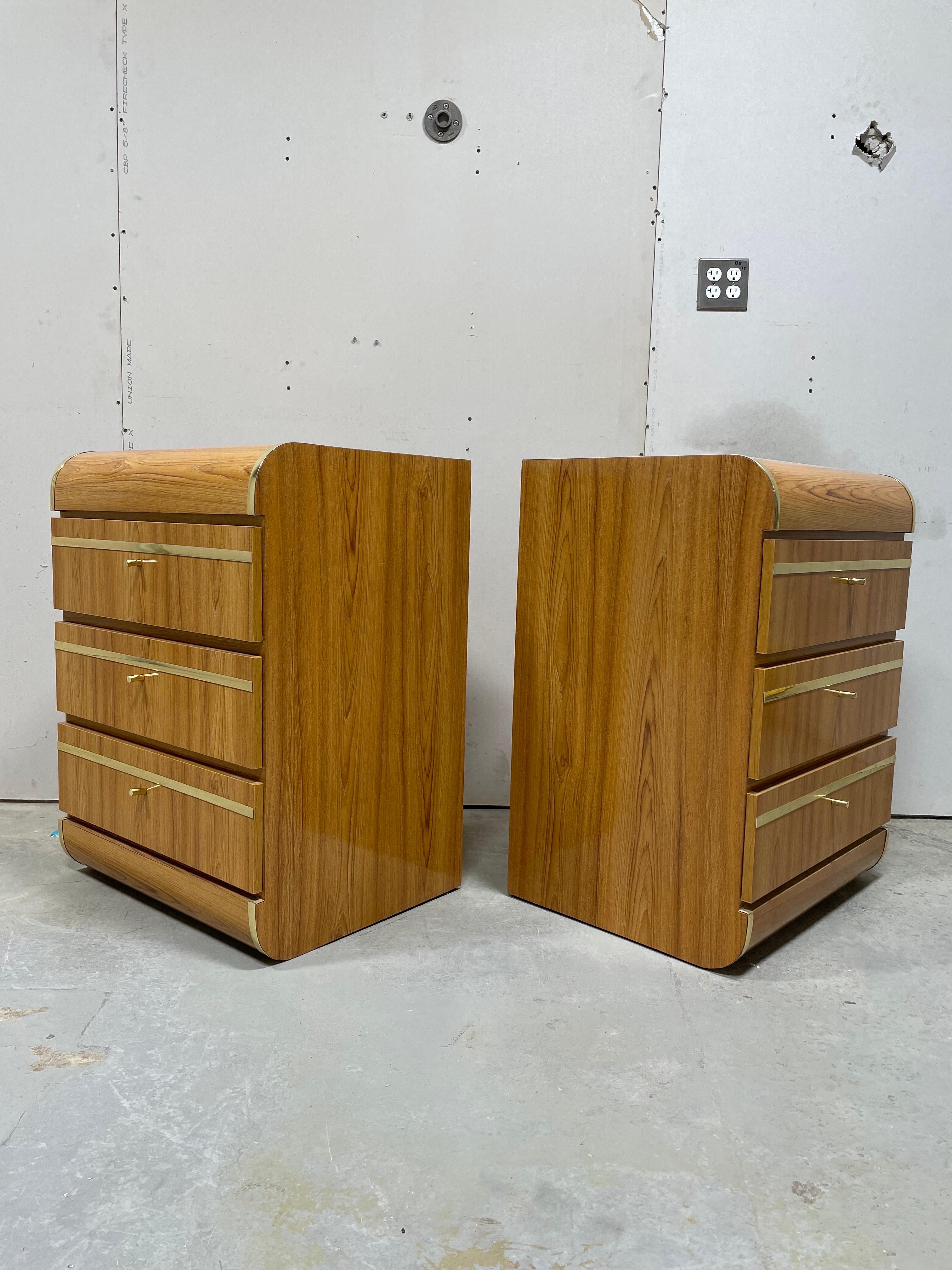 1980's Postmodern Waterfall Night Stands In Good Condition For Sale In W Allenhurst, NJ