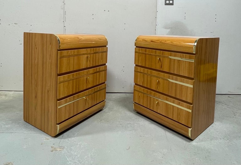 1980's Postmodern Waterfall Night Stands For Sale at 1stDibs
