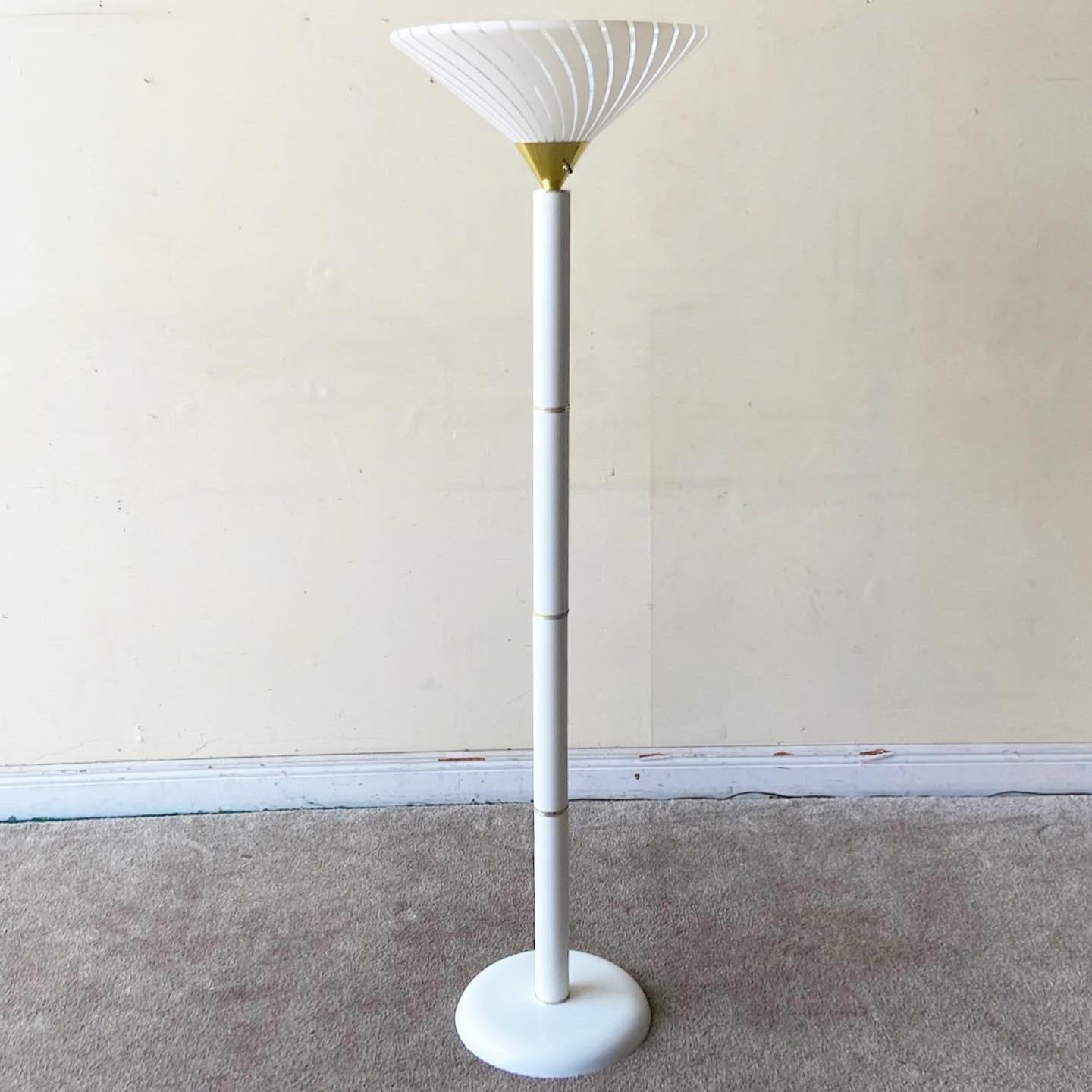 Post-Modern 1980s Postmodern White and Gold Floor Lamp For Sale