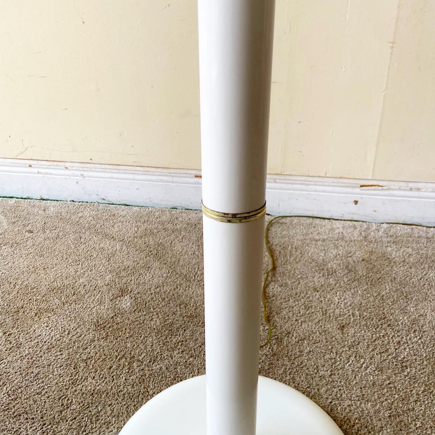 Metal 1980s Postmodern White and Gold Floor Lamp For Sale