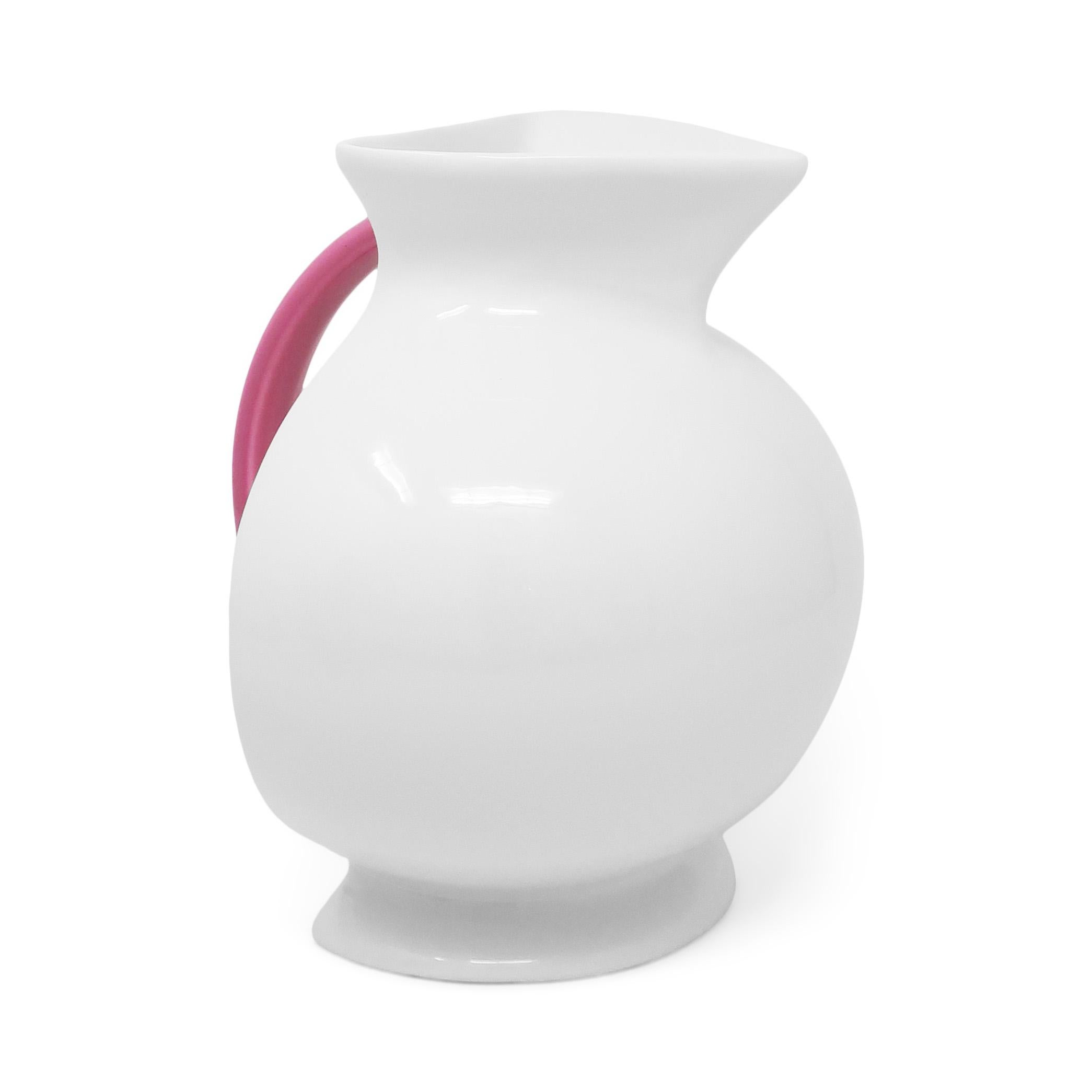 1980s Postmodern White Ceramic Pitcher by Marco Zanini for Bitossi In Good Condition For Sale In Brooklyn, NY