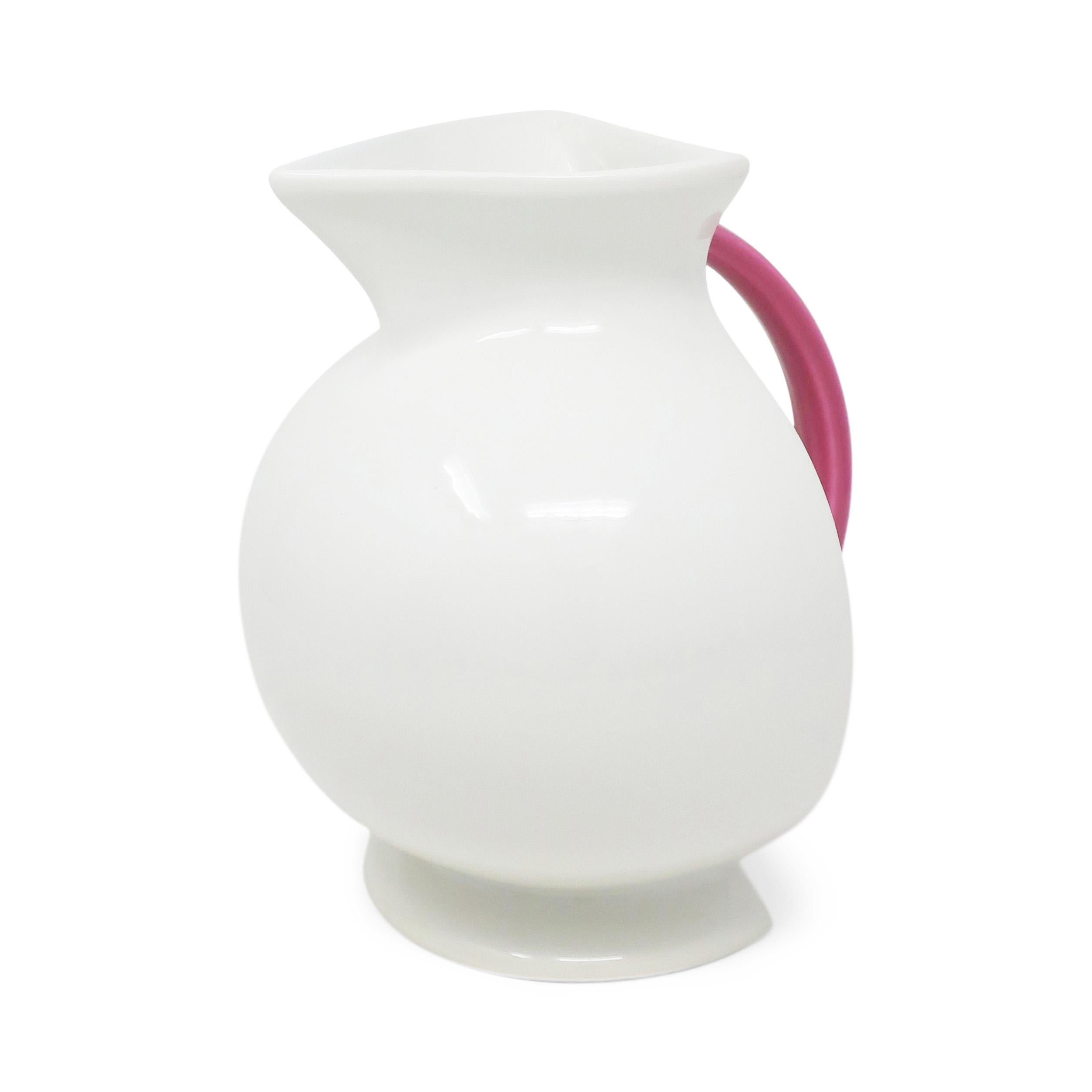 20th Century 1980s Postmodern White Ceramic Pitcher by Marco Zanini for Bitossi For Sale