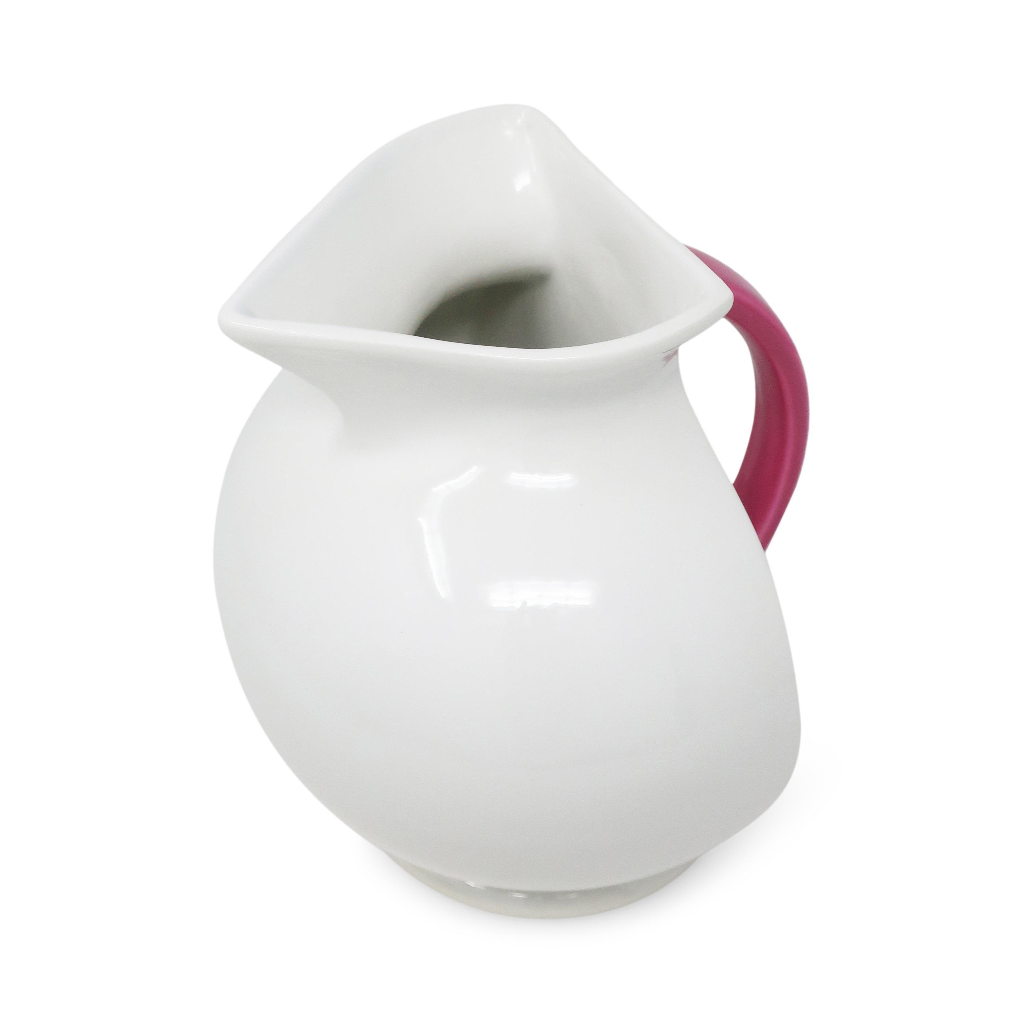 1980s Postmodern White Ceramic Pitcher by Marco Zanini for Bitossi For Sale 1