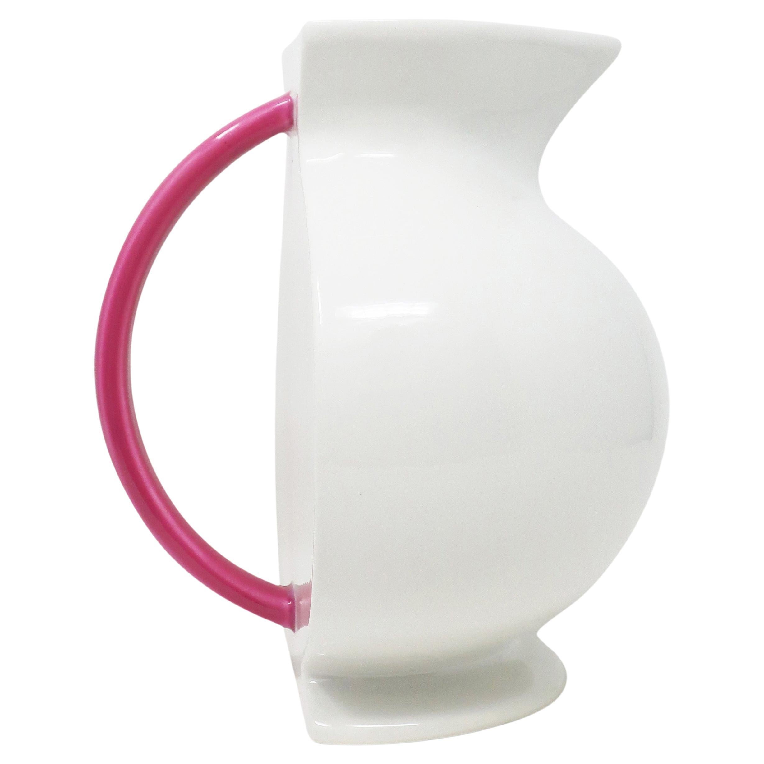 1980s Postmodern White Ceramic Pitcher by Marco Zanini for Bitossi For Sale