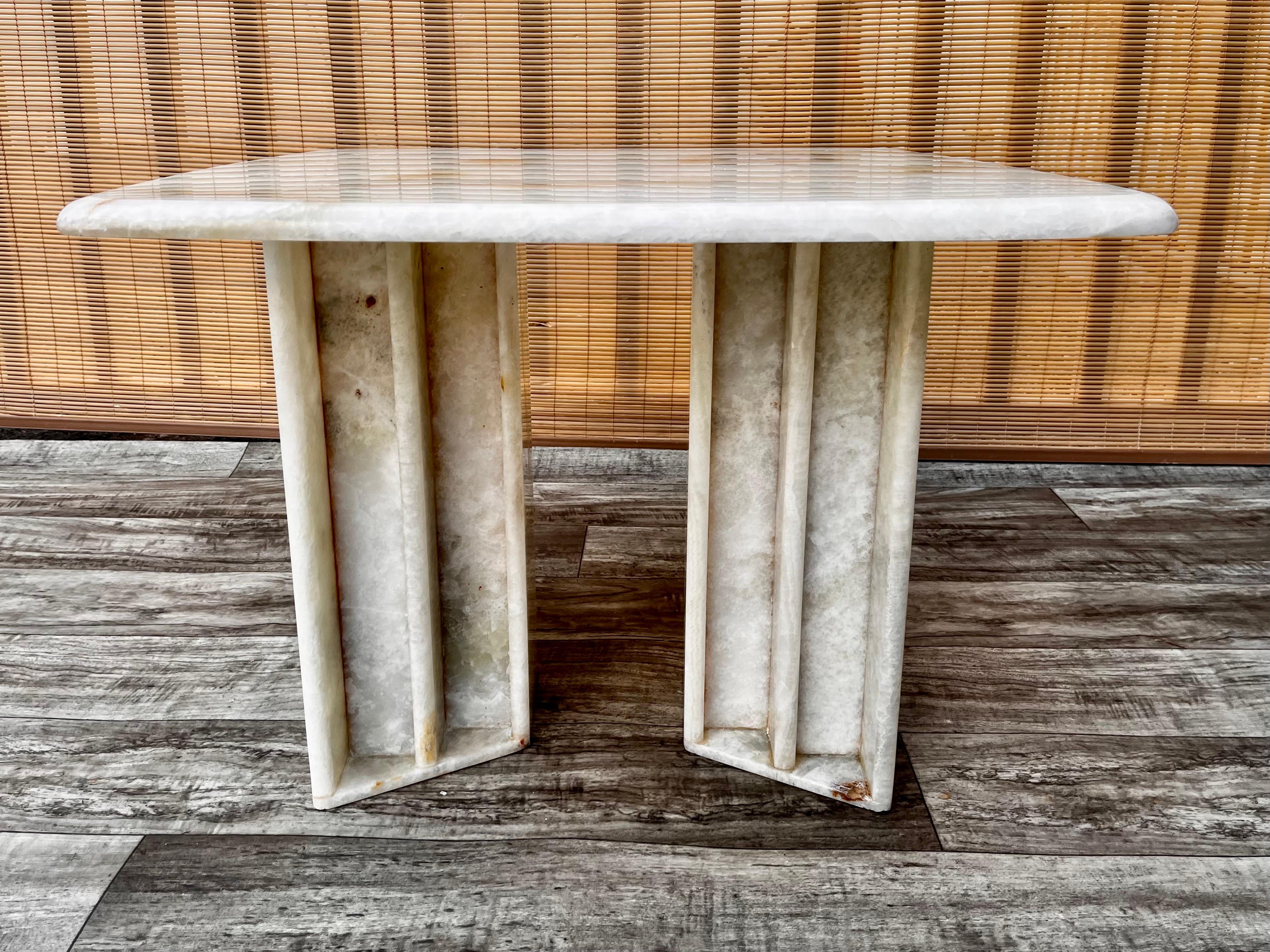 1980s Postmodern White Onyx Marble Occasional Size Table 4
