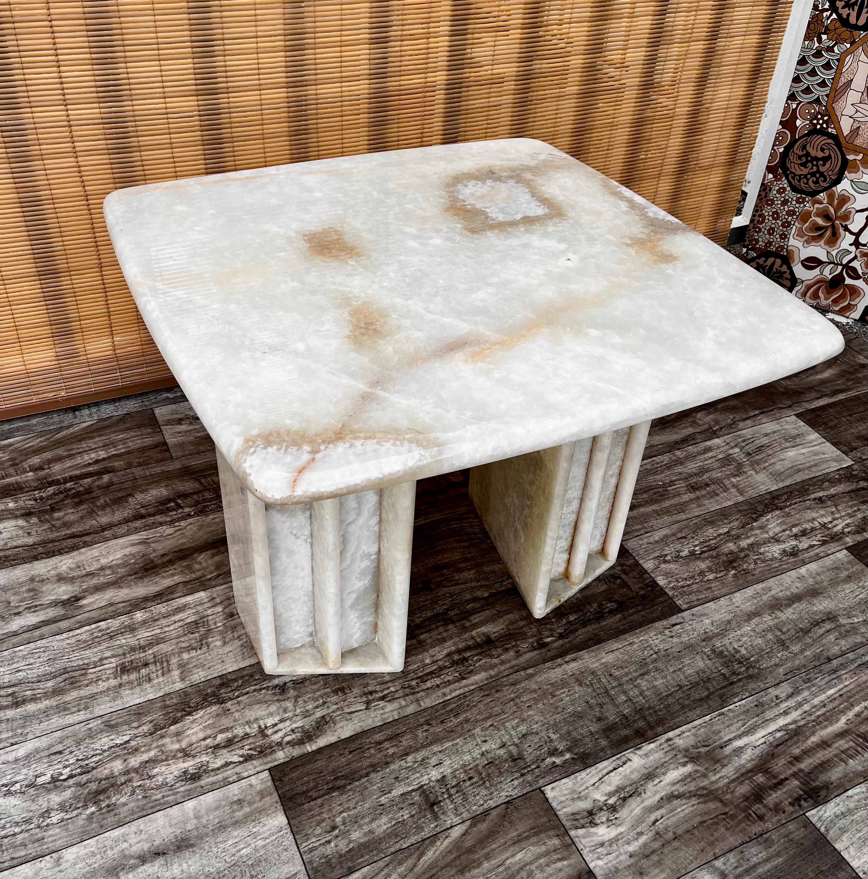 1980s Postmodern White Onyx Marble Occasional Size Table 5