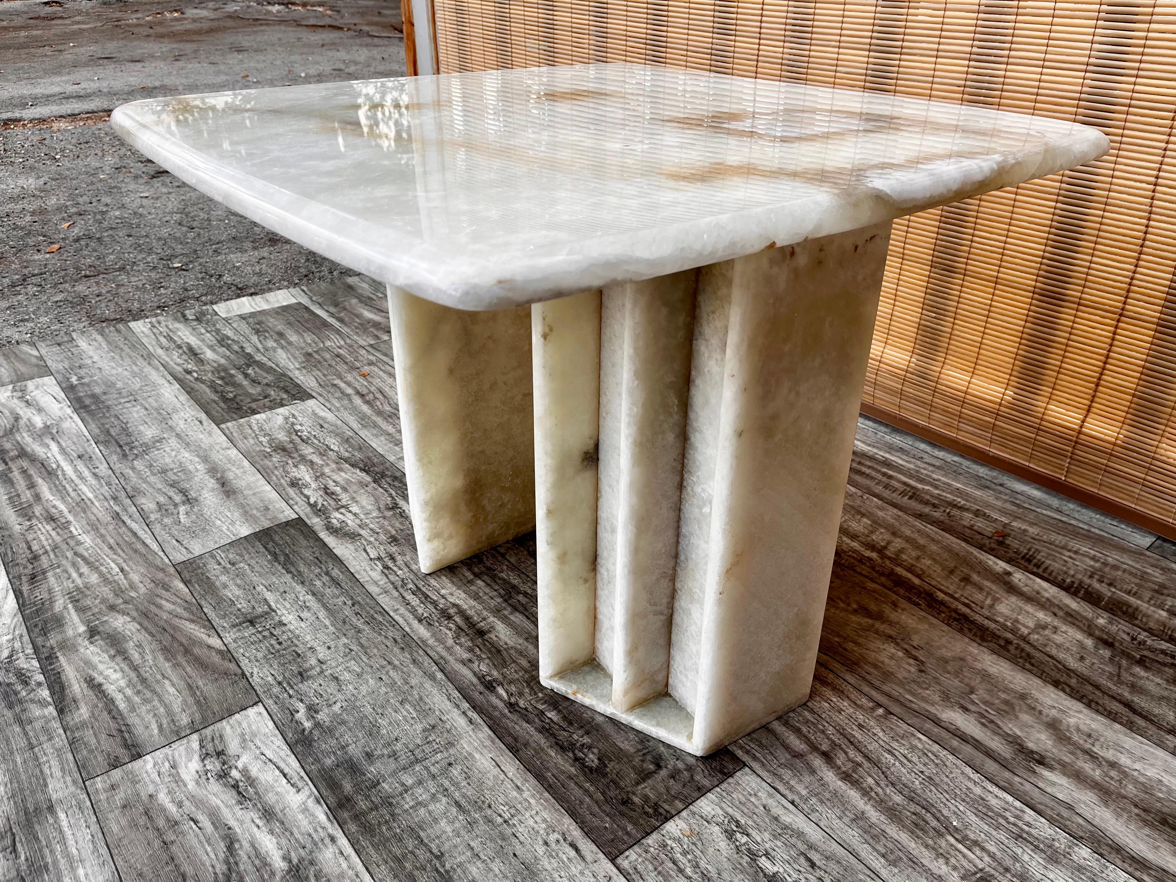 1980s Postmodern White Onyx Marble Occasional Size Table 6