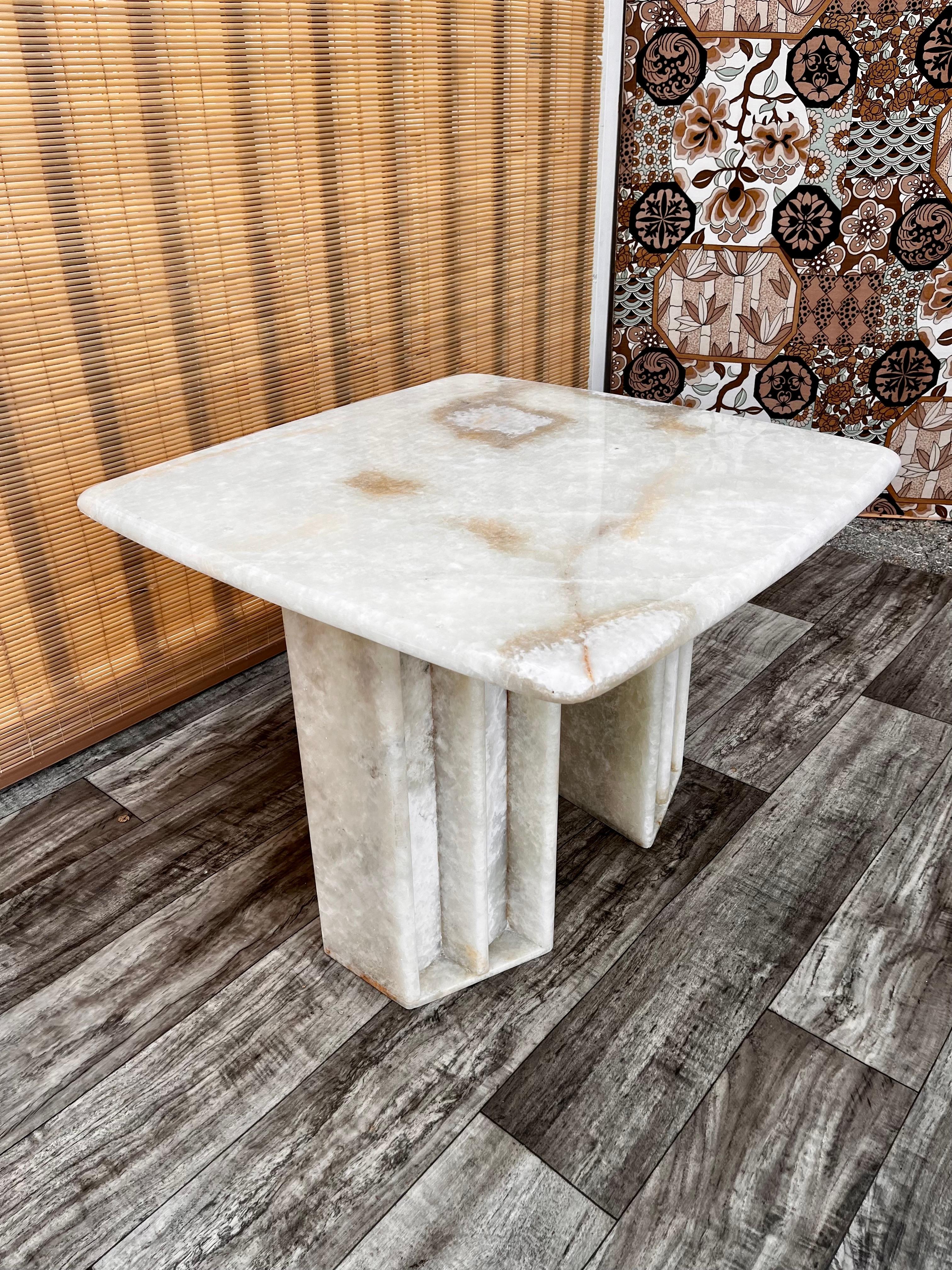 1980s Postmodern White Onyx Marble Occasional Size Table 8