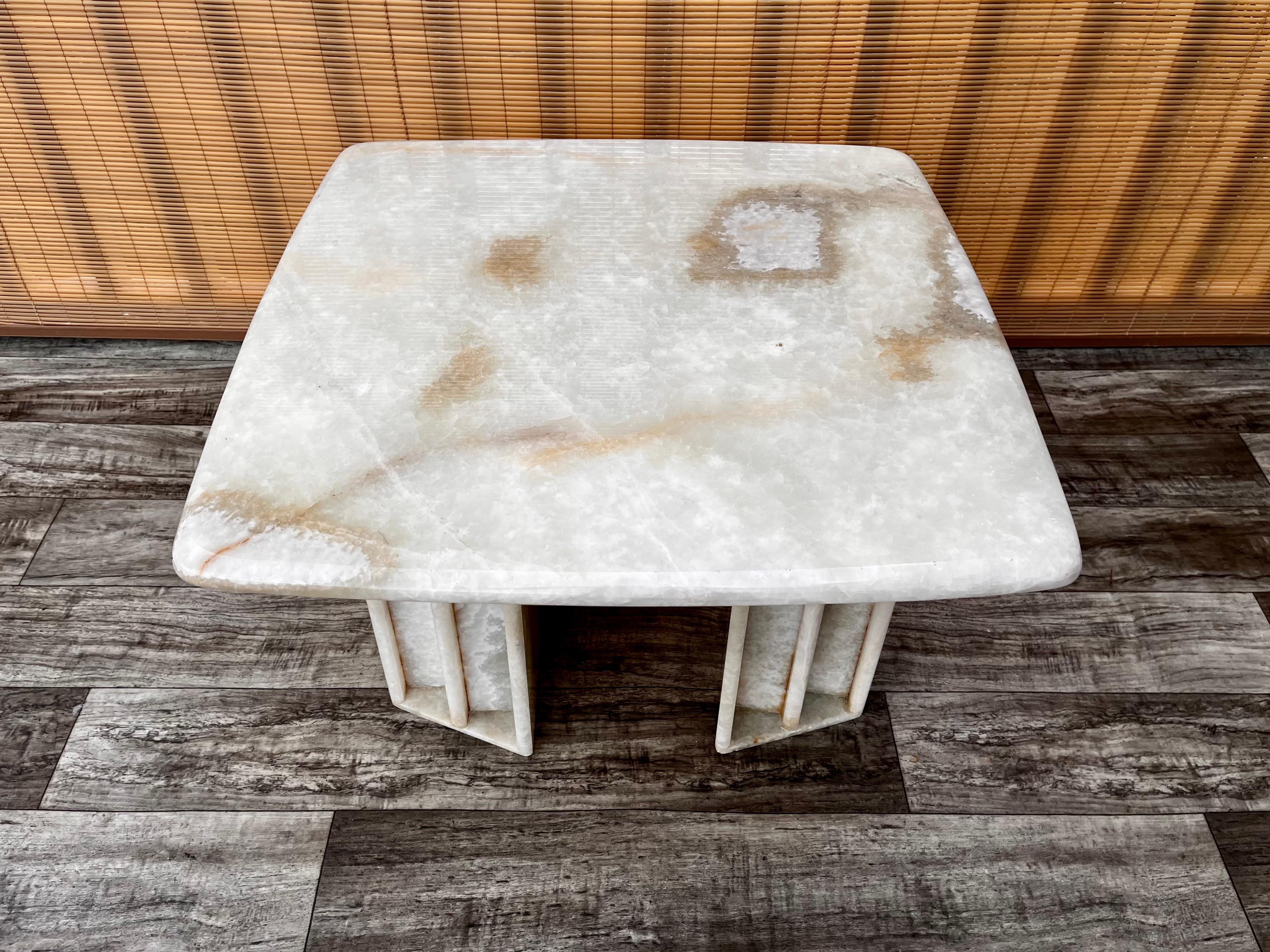 Post-Modern 1980s Postmodern White Onyx Marble Occasional Size Table