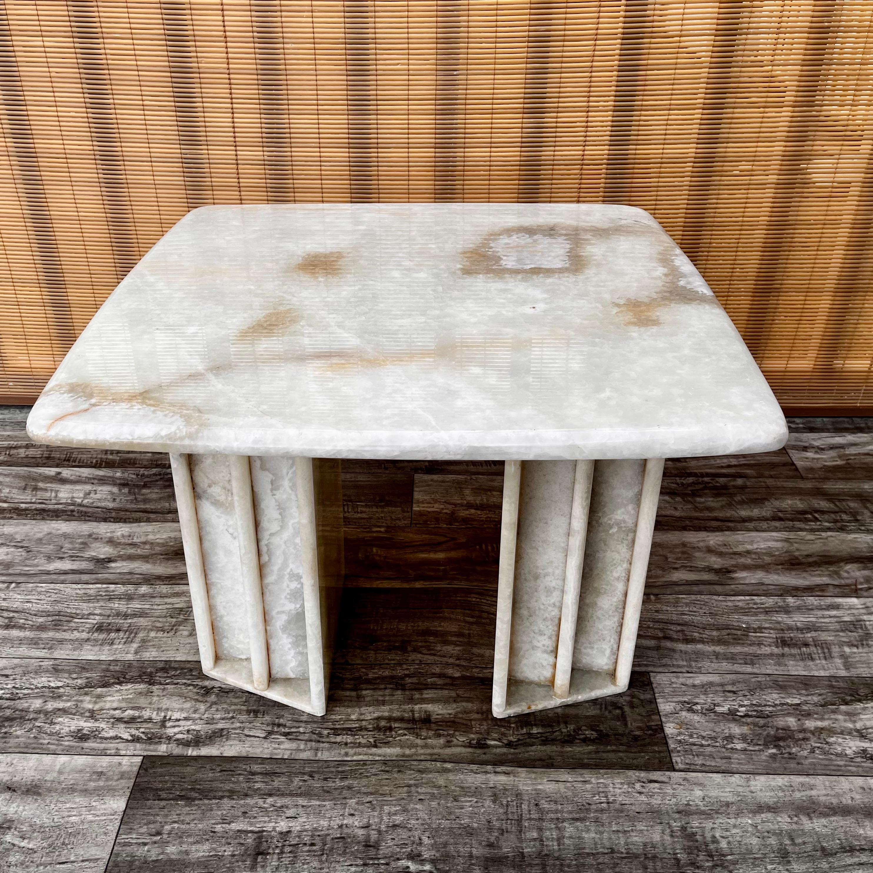 1980s Postmodern White Onyx Marble Occasional Size Table 2