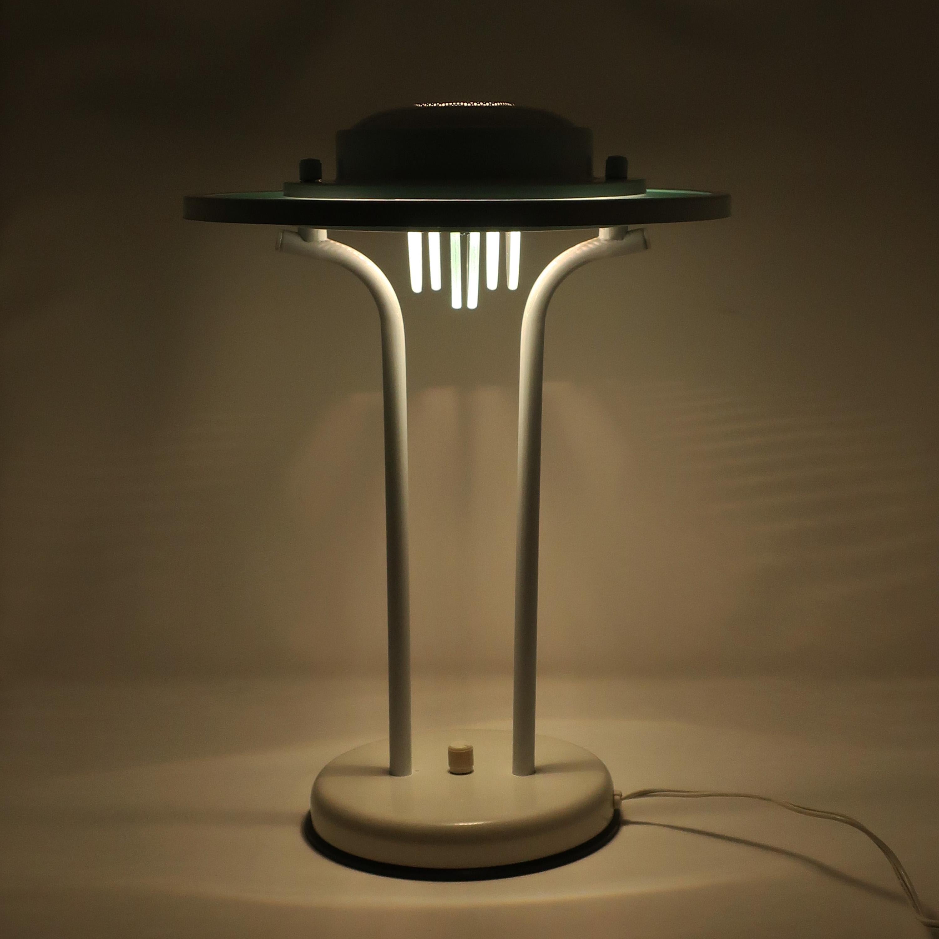 Metal 1980s Postmodern White Table Lamp by Nadair For Sale