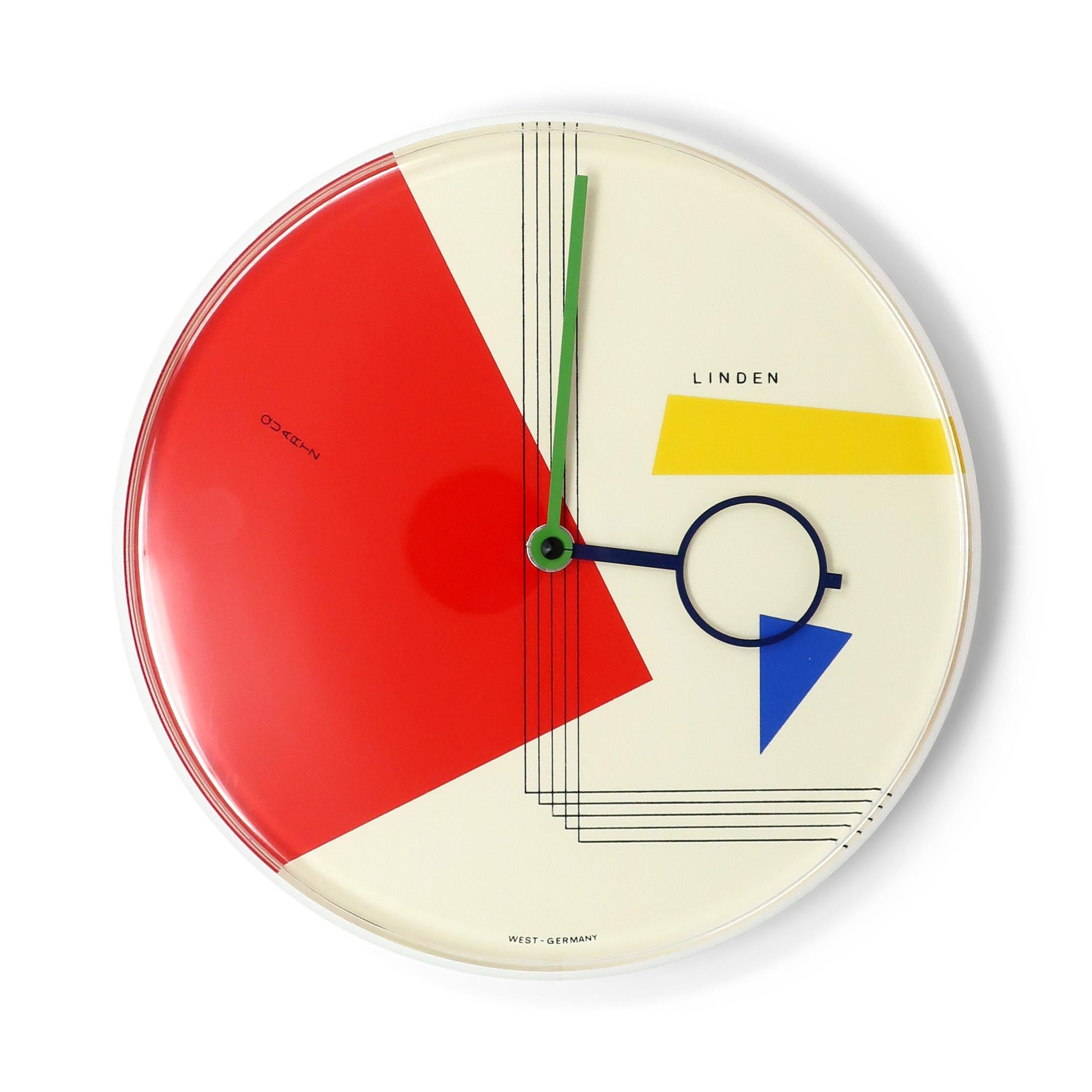 Post-Modern 1980s Postmodern White Wall Clock by Linden For Sale