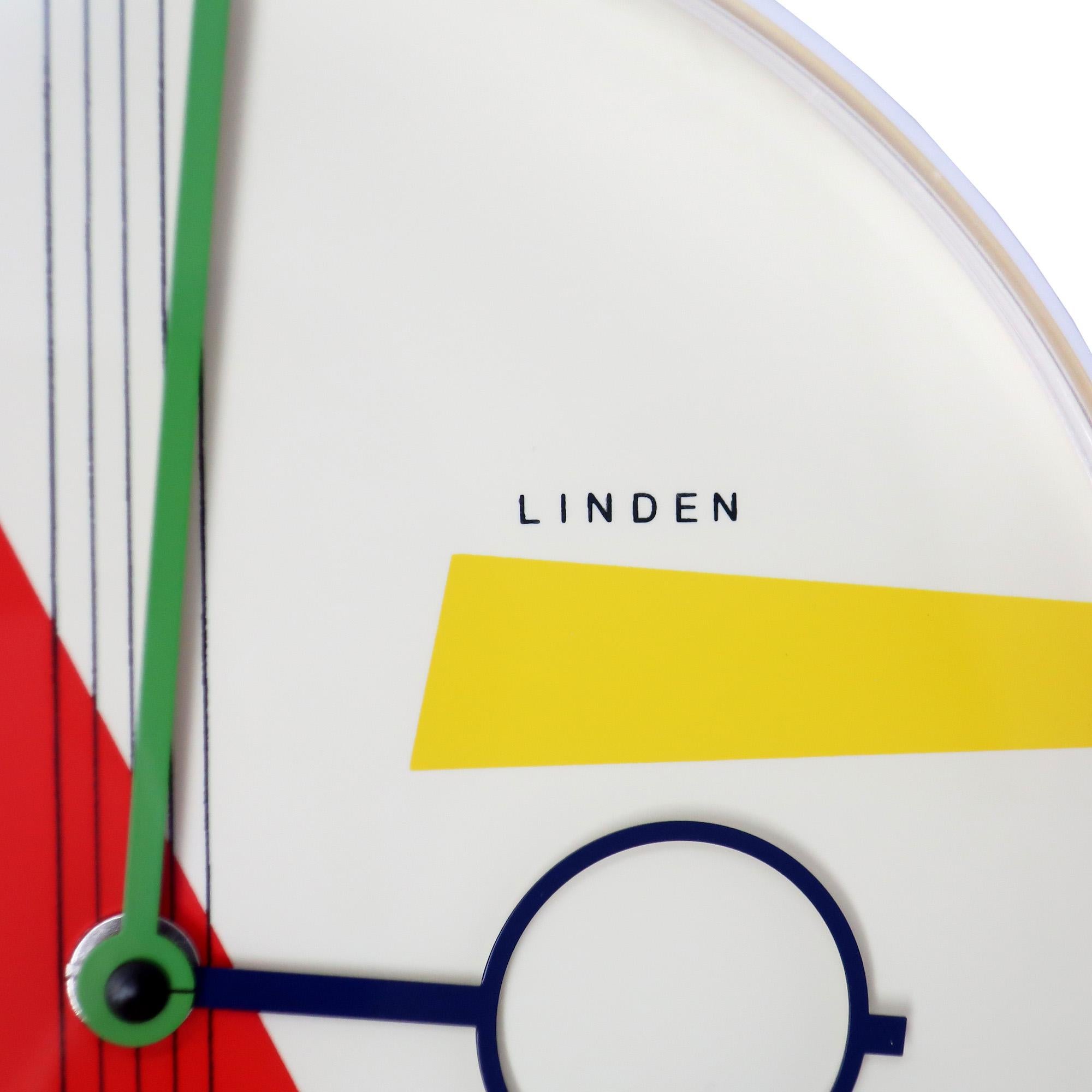 1980s Postmodern White Wall Clock by Linden For Sale 1