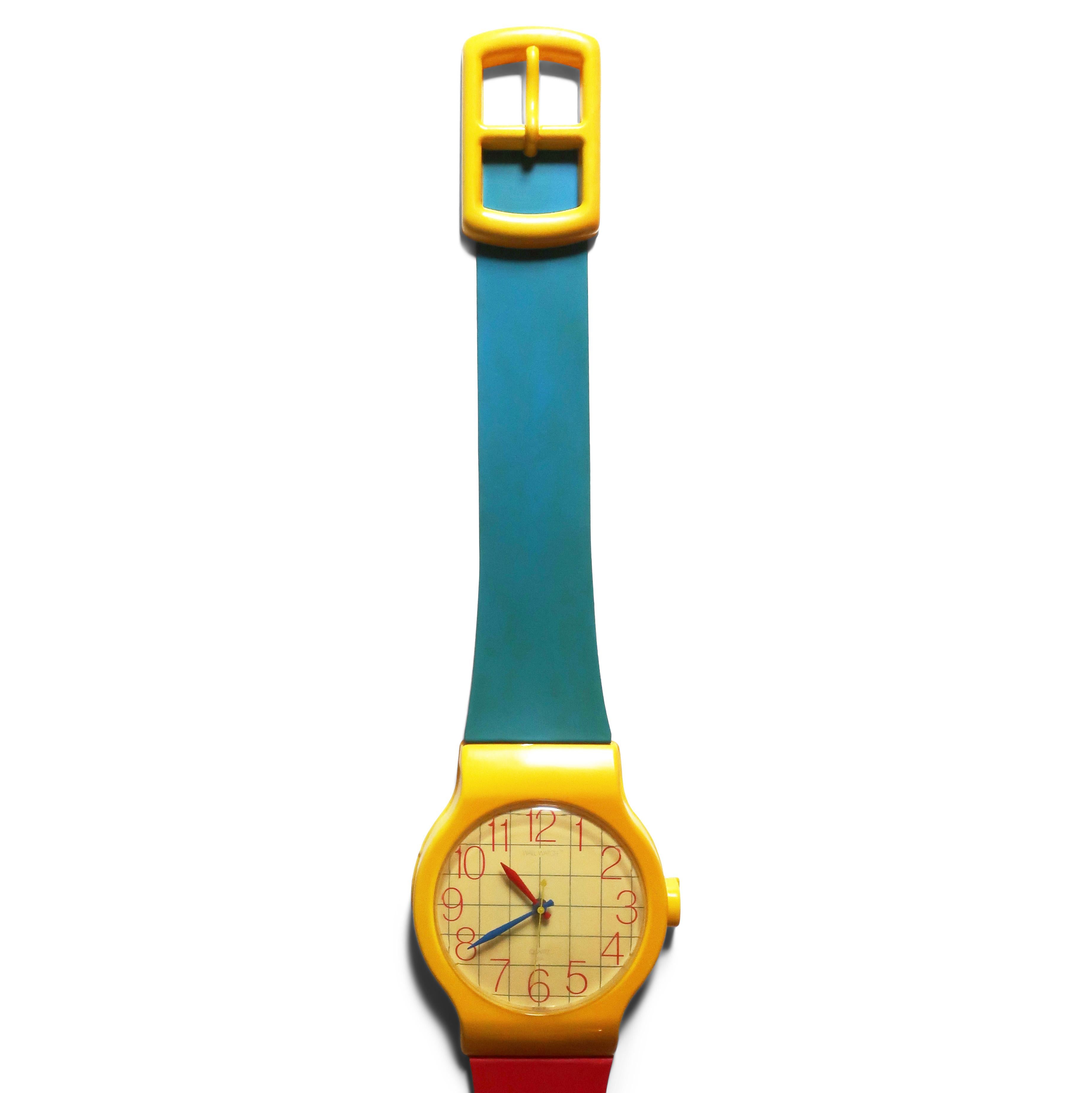 1980s Postmodern Wristwatch Wall Clock In Fair Condition In Brooklyn, NY