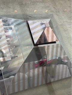 1980s Postmorden Chrome Mirrored Pyramid Coffee Table