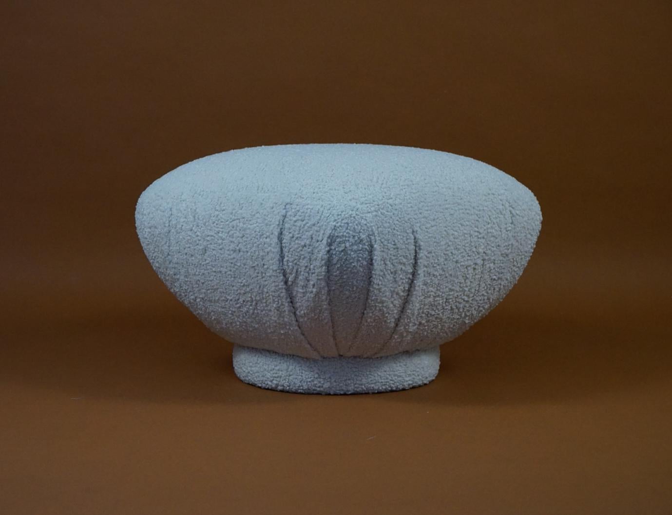 Post-Modern 1980s Pouf Ottoman in Bouclé 