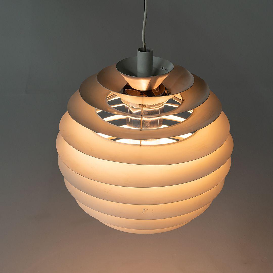 Modern 1980s Poul Henningsen for Louis Poulsen PH Louvre / Kugle Pendant Lamp in White For Sale