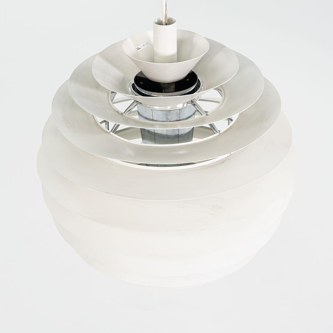Danish 1980s Poul Henningsen for Louis Poulsen PH Louvre / Kugle Pendant Lamp in White For Sale
