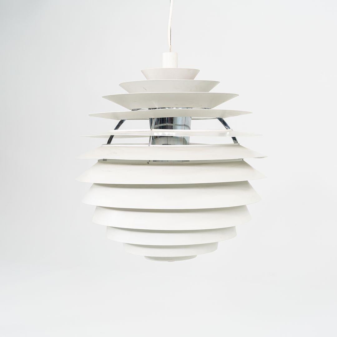 1980s Poul Henningsen for Louis Poulsen PH Louvre / Kugle Pendant Lamp in White For Sale 2