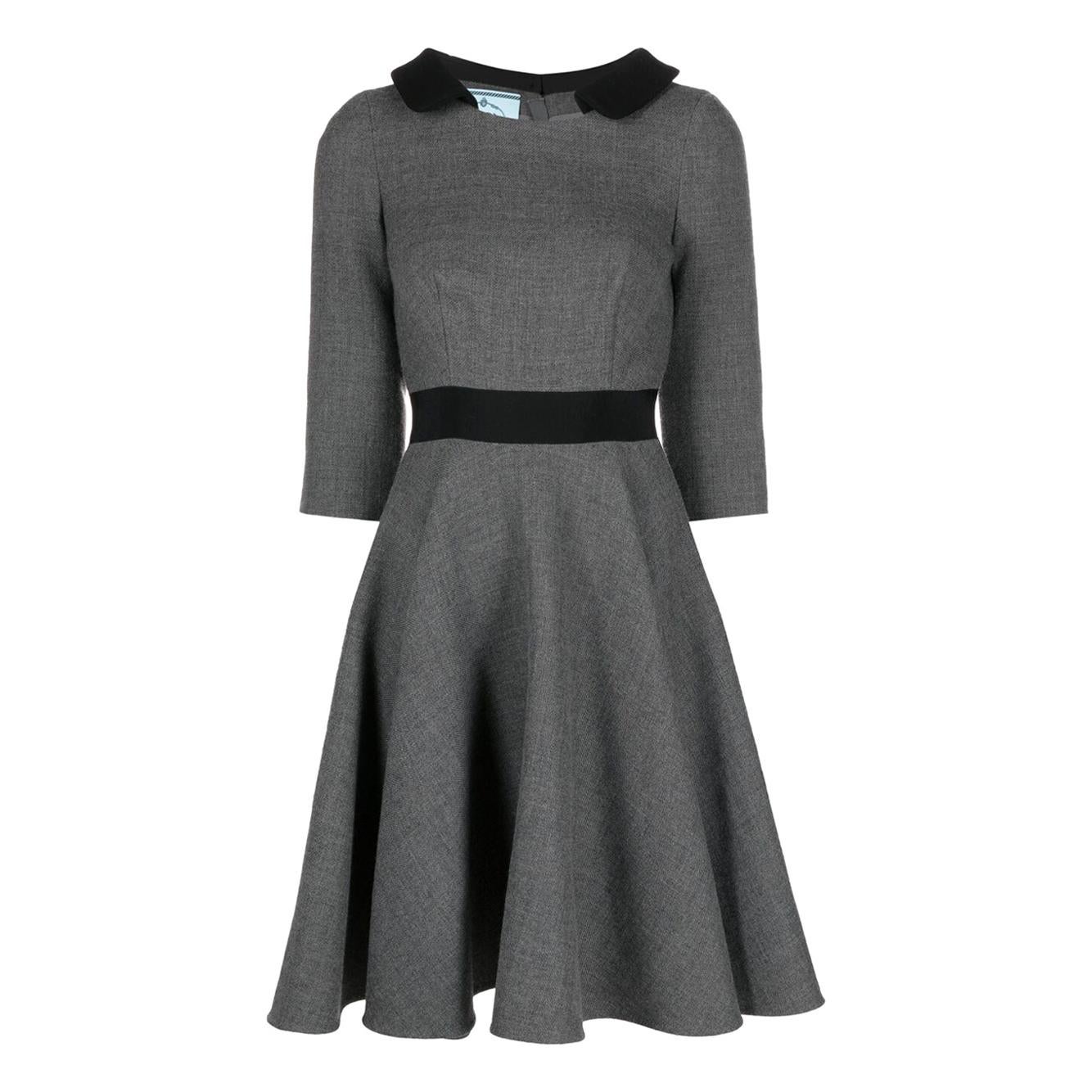 Prada Grey Wool Skate Dress 