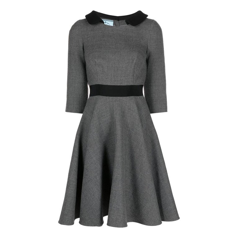 Prada Grey Wool Skate Dress For Sale at 1stDibs