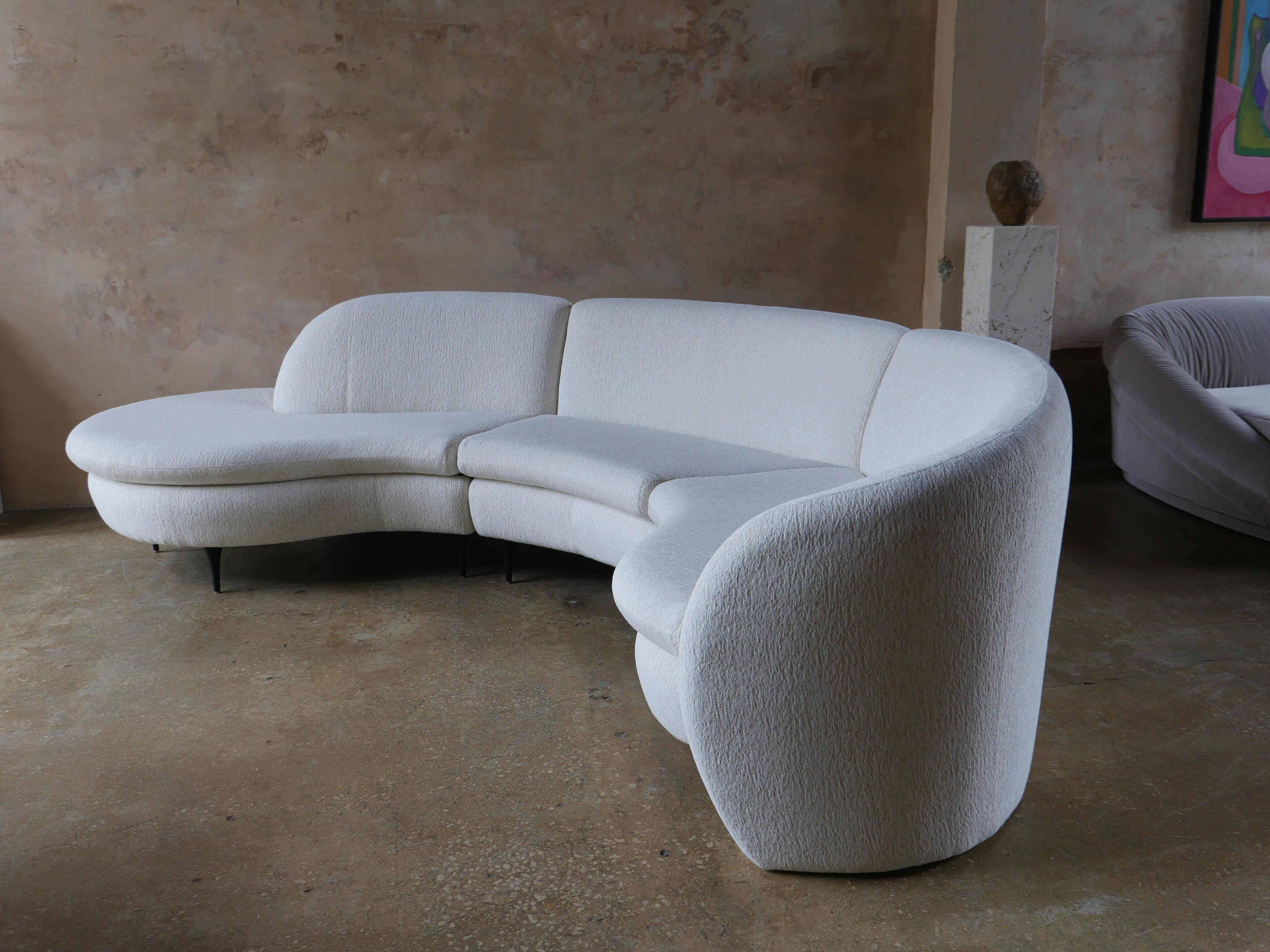 American 1980s Vladimir Kagan Preview Furniture Chenille Sectional Sofa