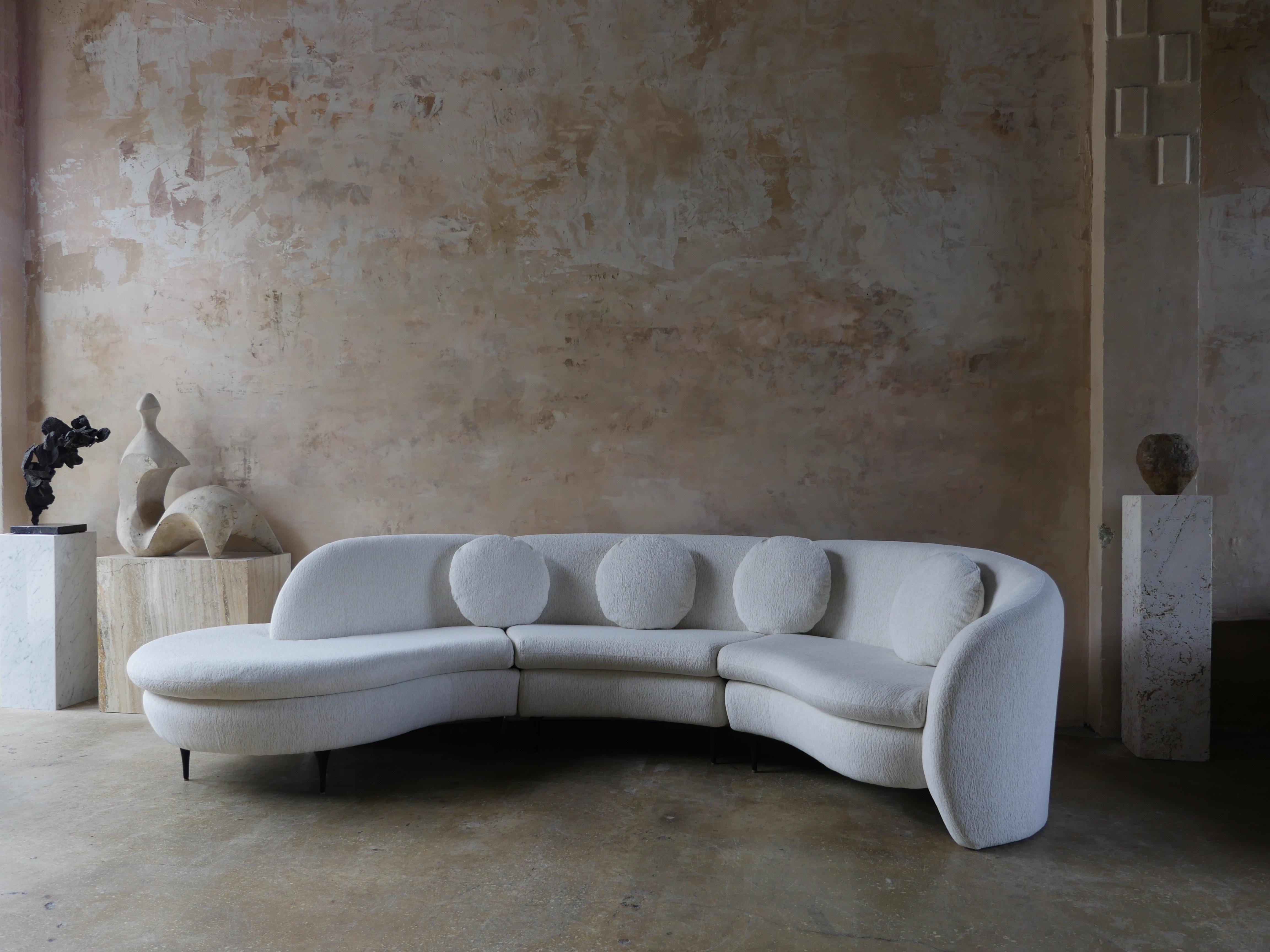 1980s Vladimir Kagan Preview Furniture Chenille Sectional Sofa 1