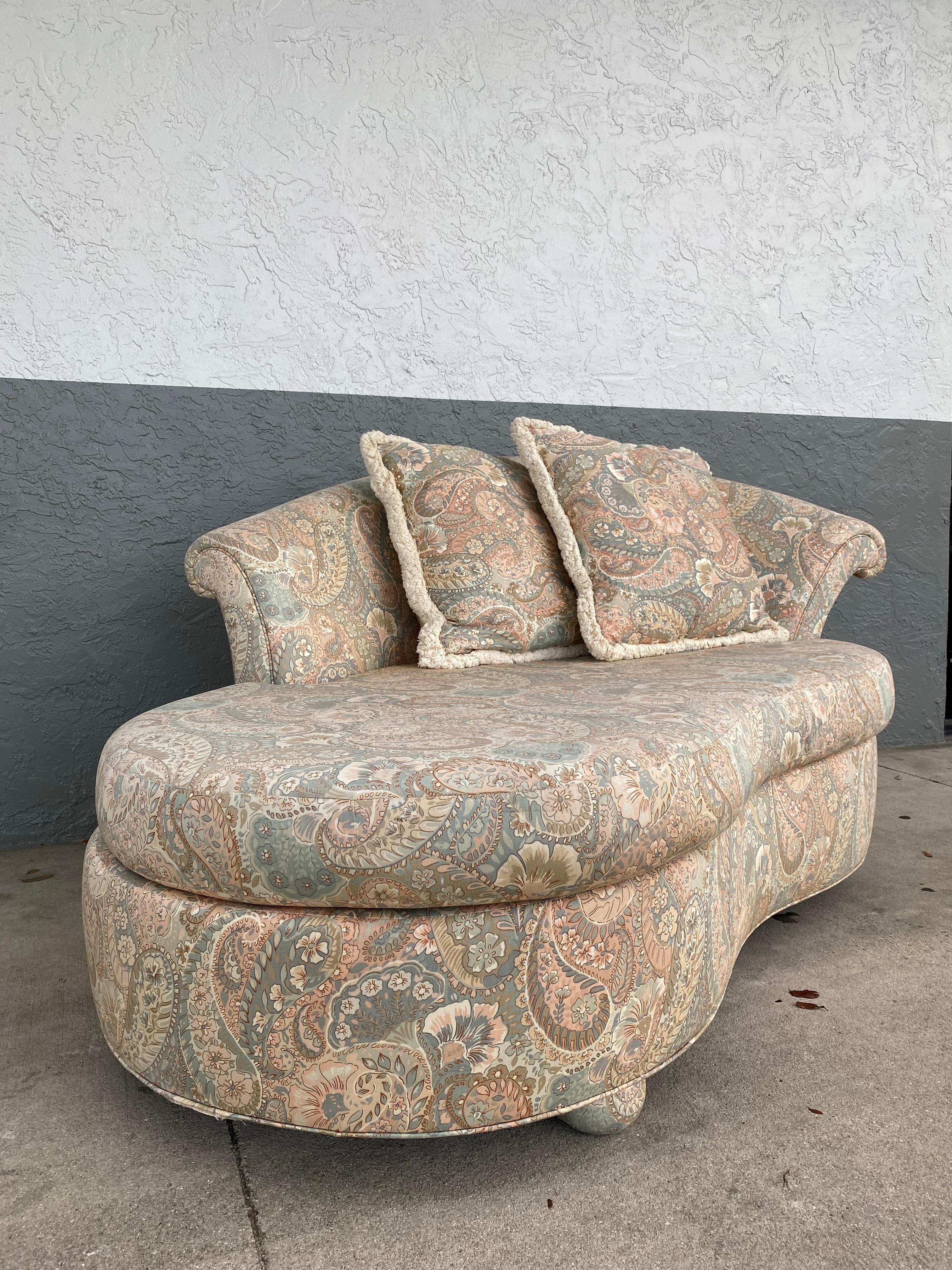 American 1980s Preview Paisley Kidney Sculptural Chaise For Sale