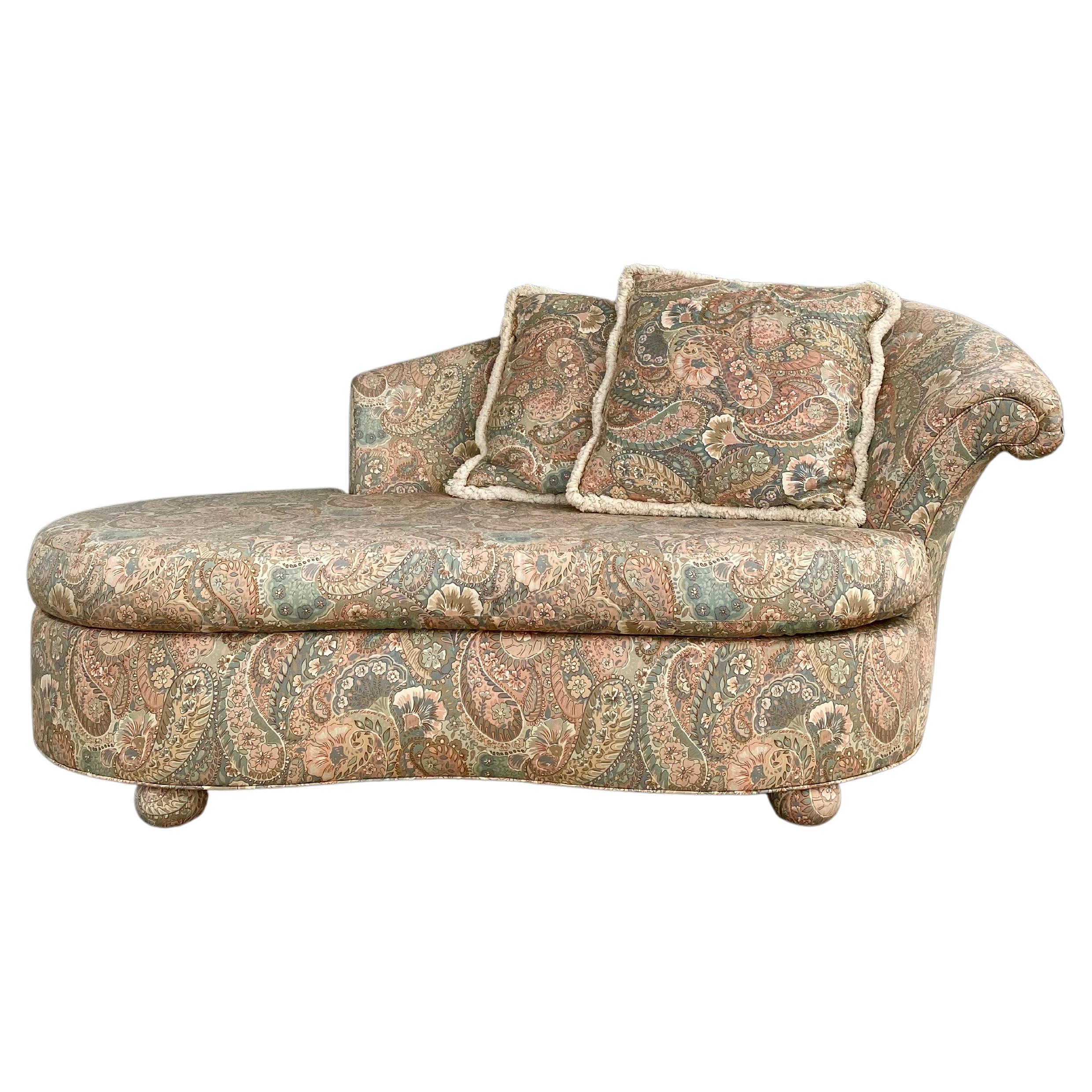 1980s Preview Paisley Kidney Sculptural Chaise For Sale