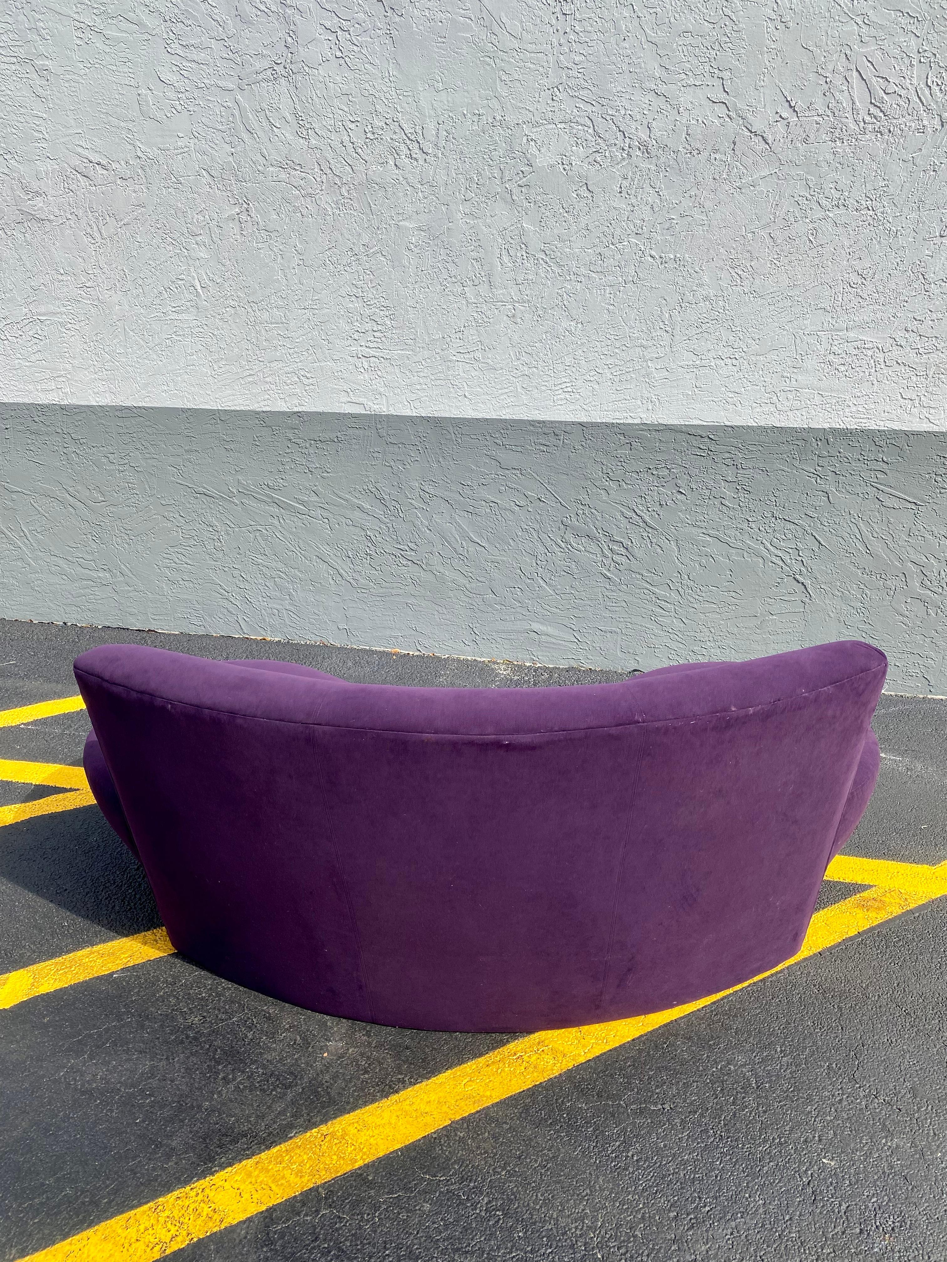 1980s Preview Purple Sculptural Biomorphic Cloud Sofa For Sale 2