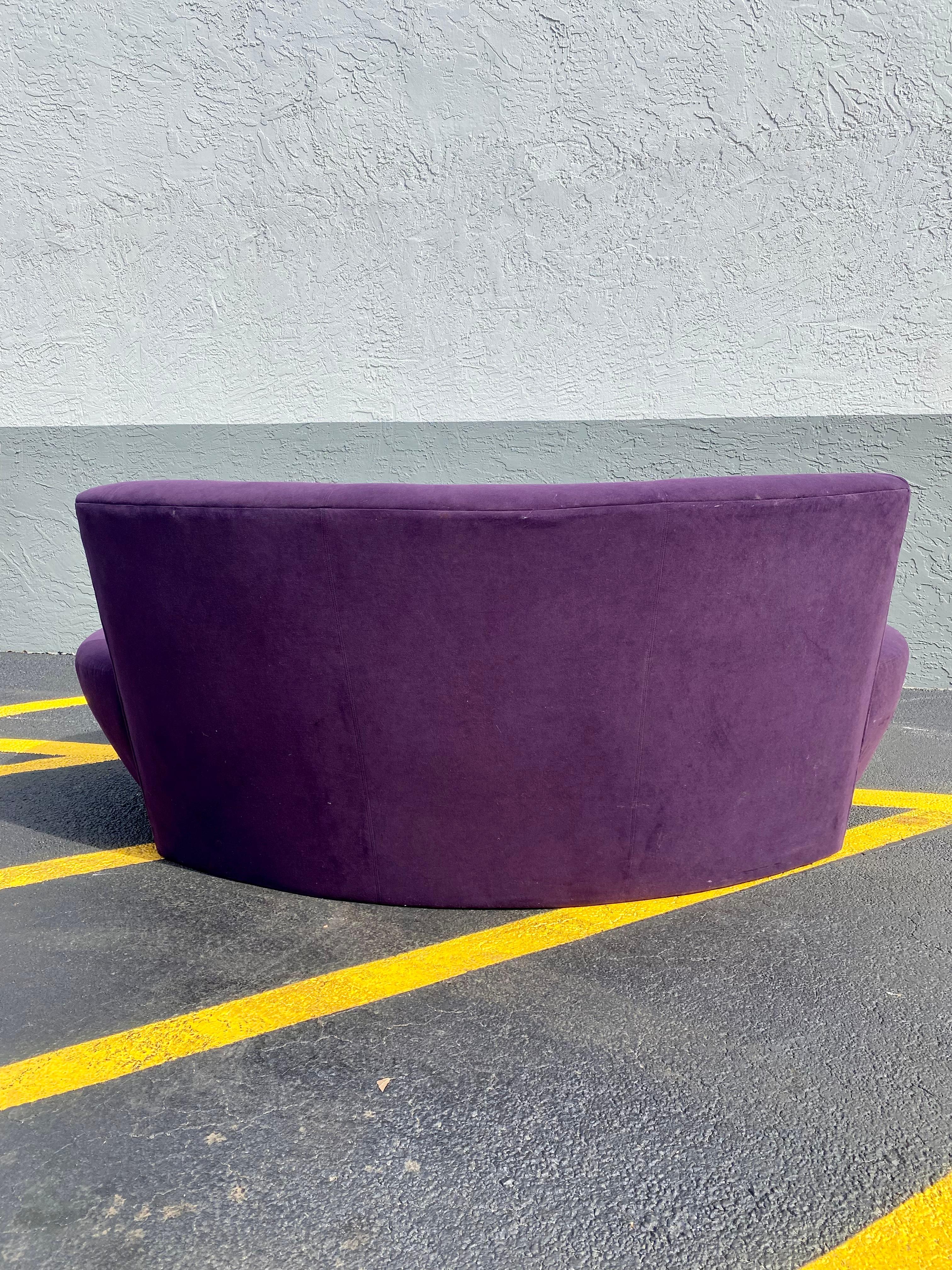 1980s Preview Purple Sculptural Biomorphic Cloud Sofa For Sale 3