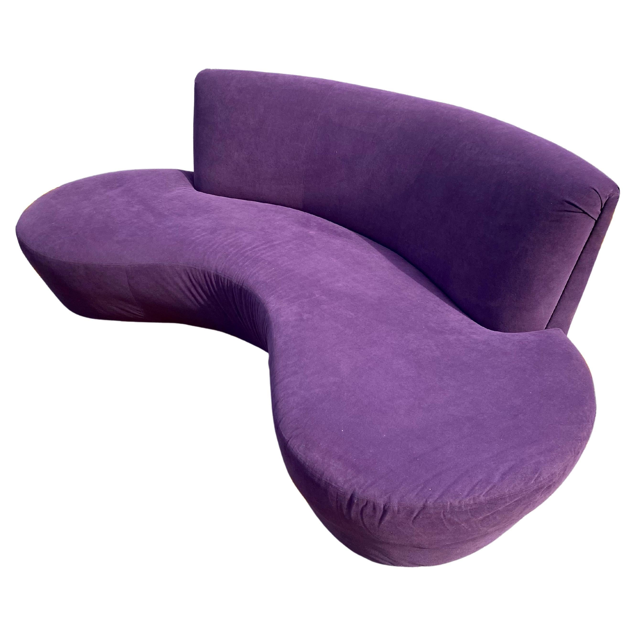 1980s Preview Purple Sculptural Biomorphic Cloud Sofa For Sale