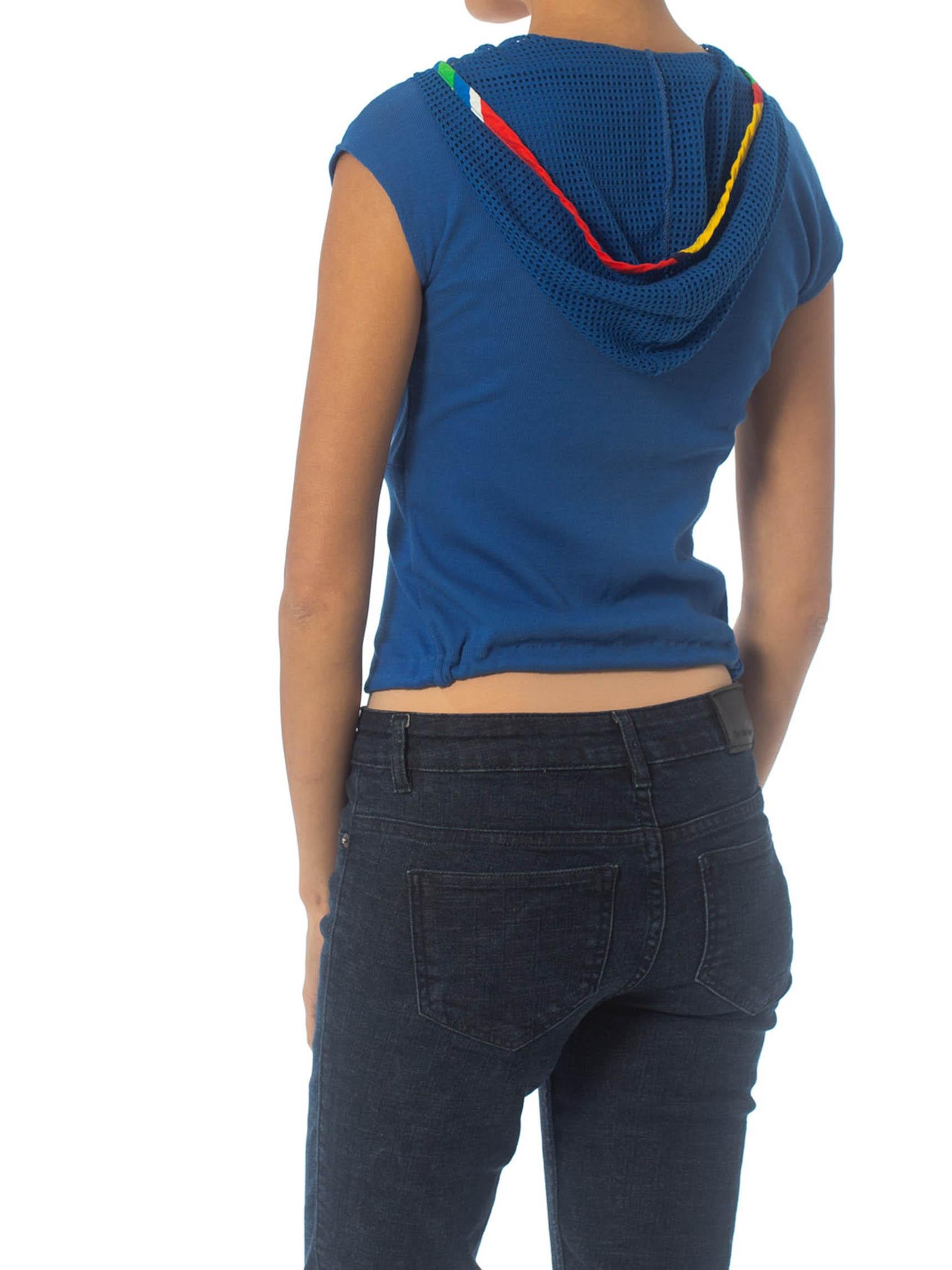 1980S Primary  Color Sporty Knit Top With Mesh Net Hood 2