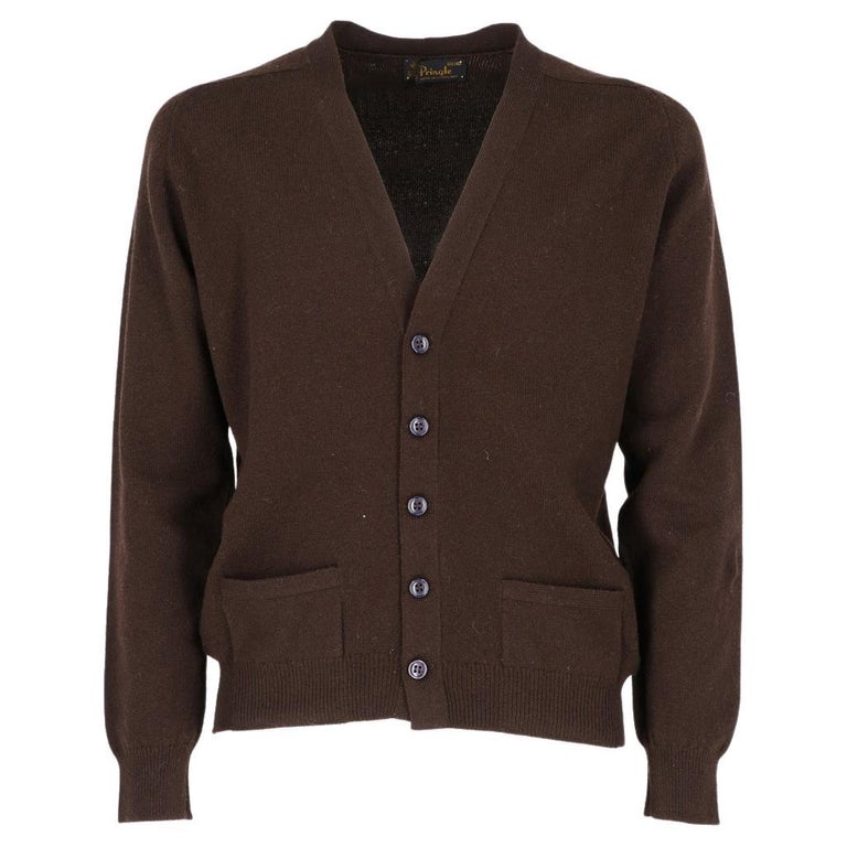 1980s Pringle Of Scotland Brown Wool Cardigan For Sale at 1stDibs