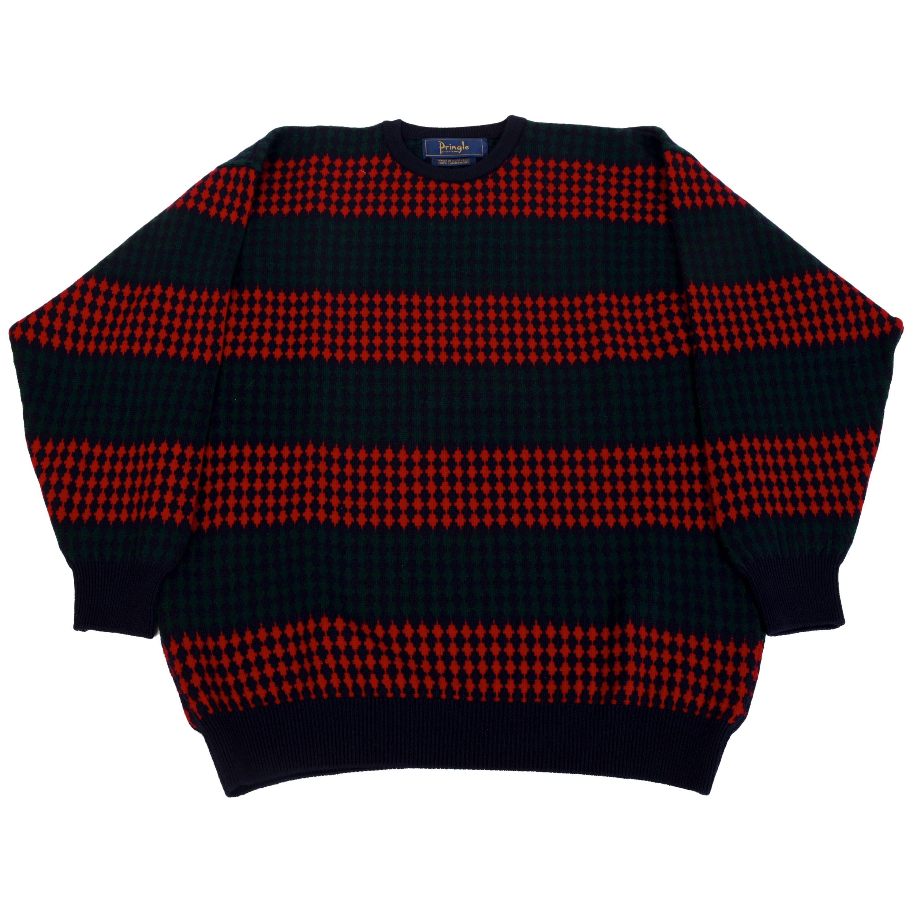 1980s Pringle of Scotland Checkerboard Wool Sweater For Sale at 1stDibs