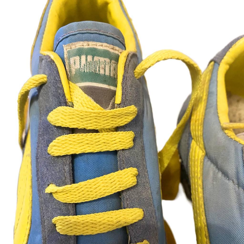 1980s Puma Blue Yellow Suede Roller Skates 1