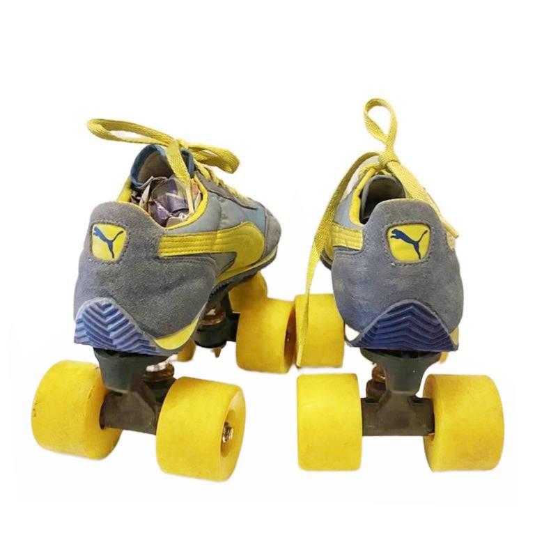 Brown 1980s Puma Blue Yellow Suede Roller Skates