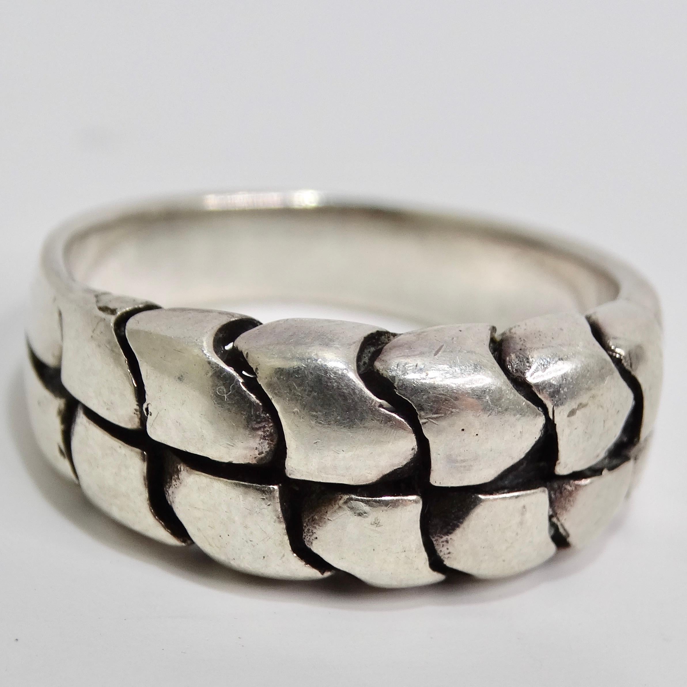 1980s Pure Silver Mens Ring In Good Condition For Sale In Scottsdale, AZ