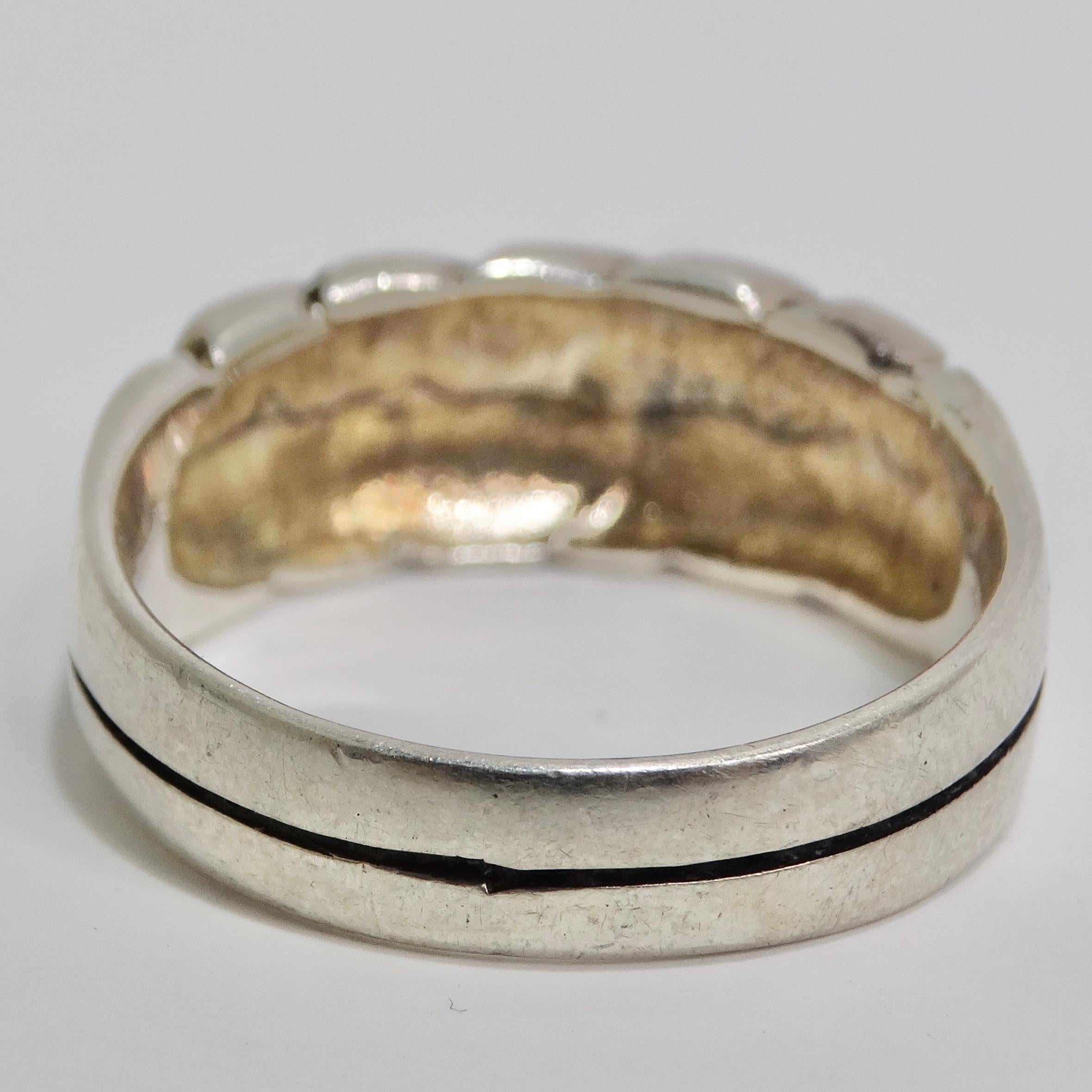 1980s Pure Silver Mens Ring For Sale 1