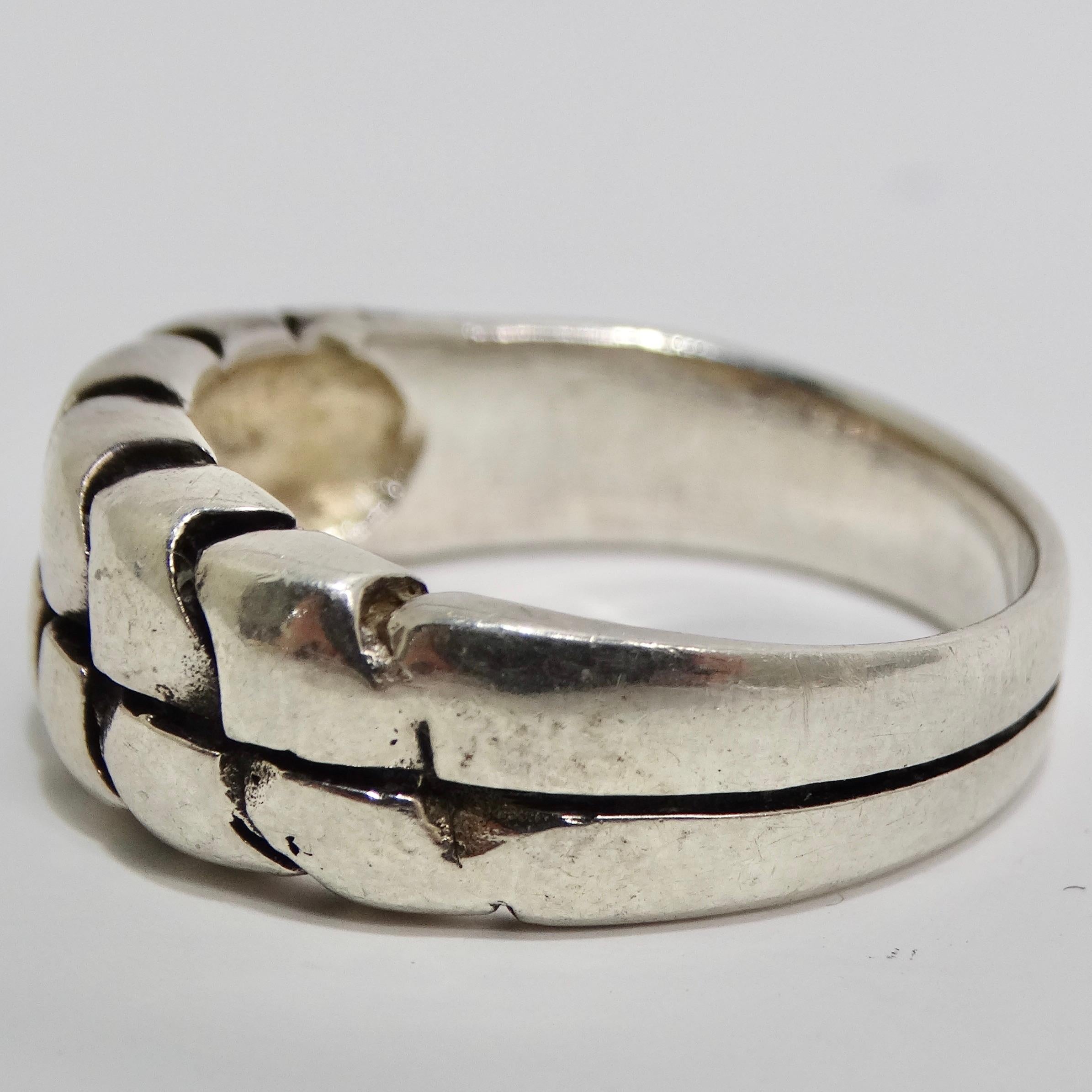 1980s Pure Silver Mens Ring For Sale 2