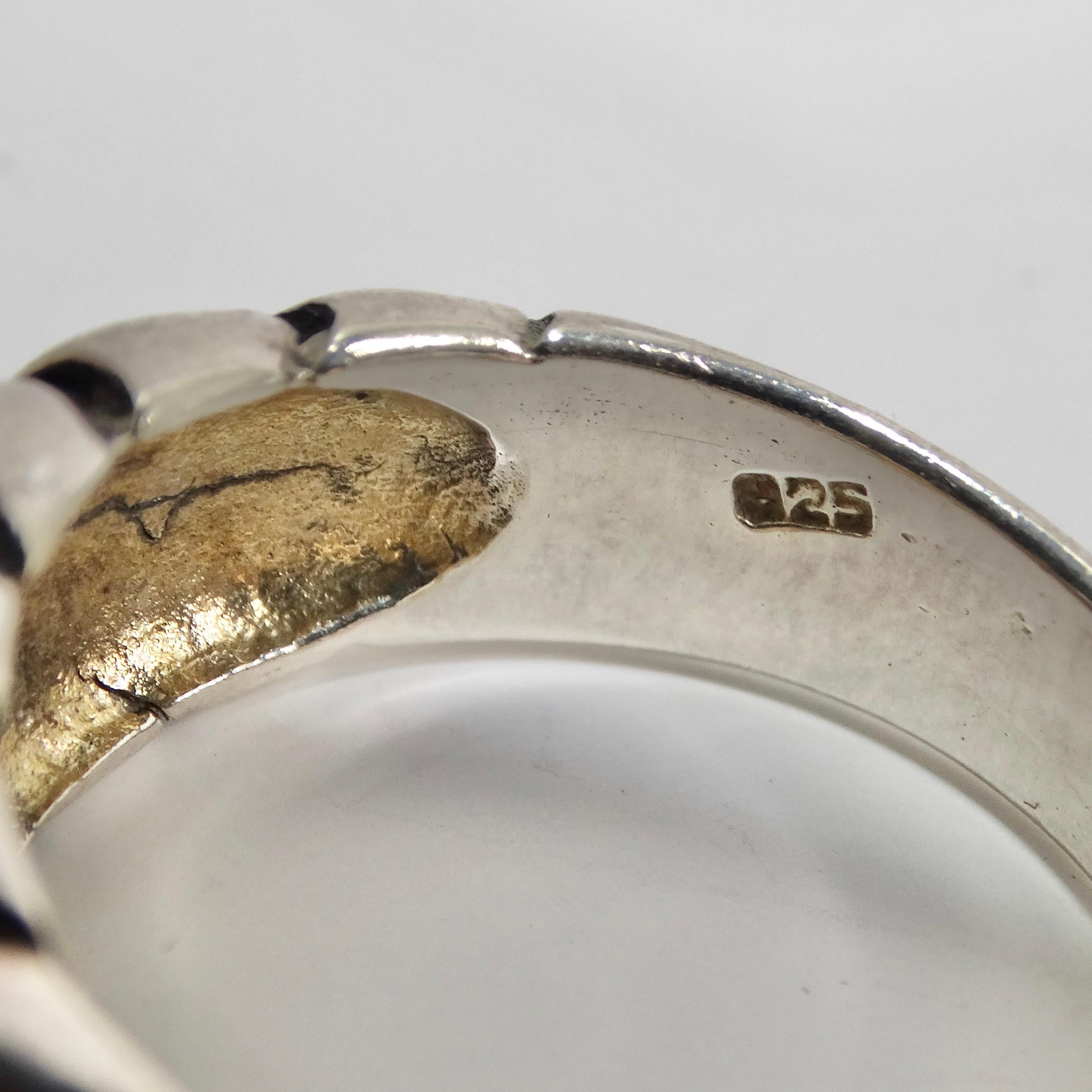 1980s Pure Silver Mens Ring For Sale 3