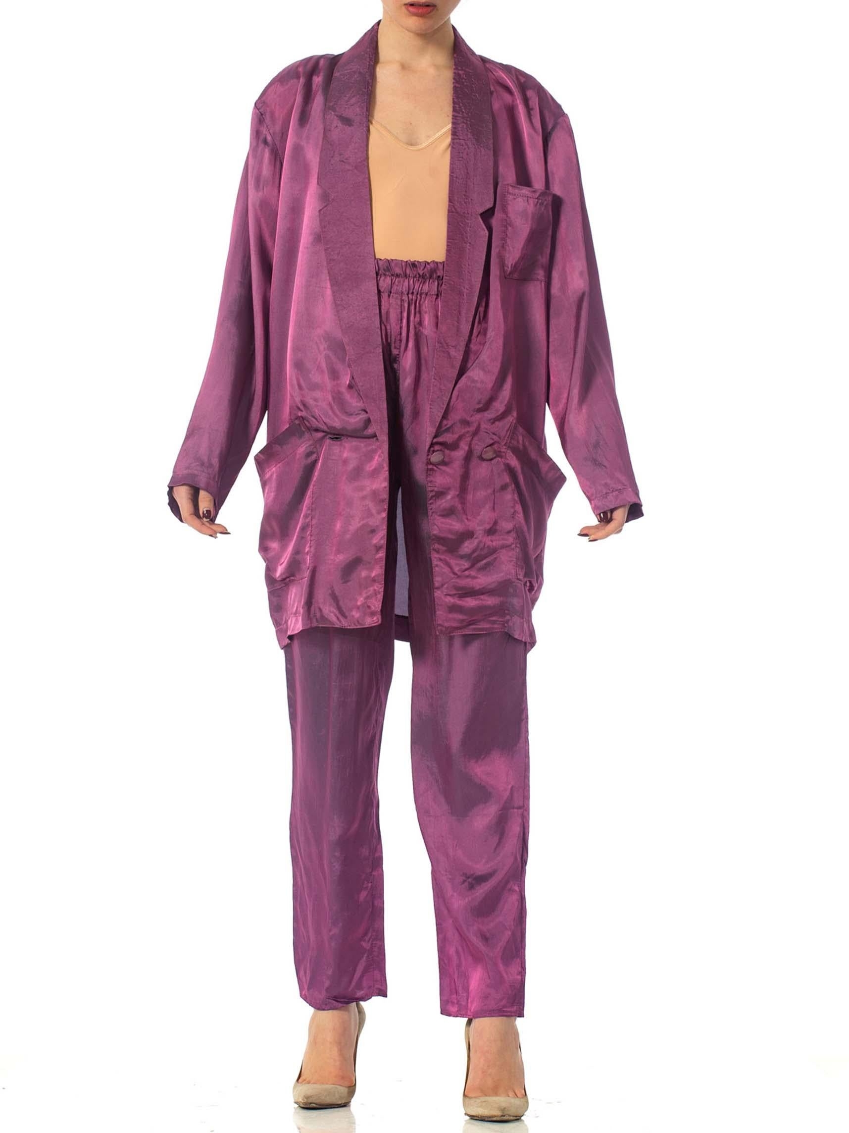 1980S Purple Acetate Taffeta Oversized 