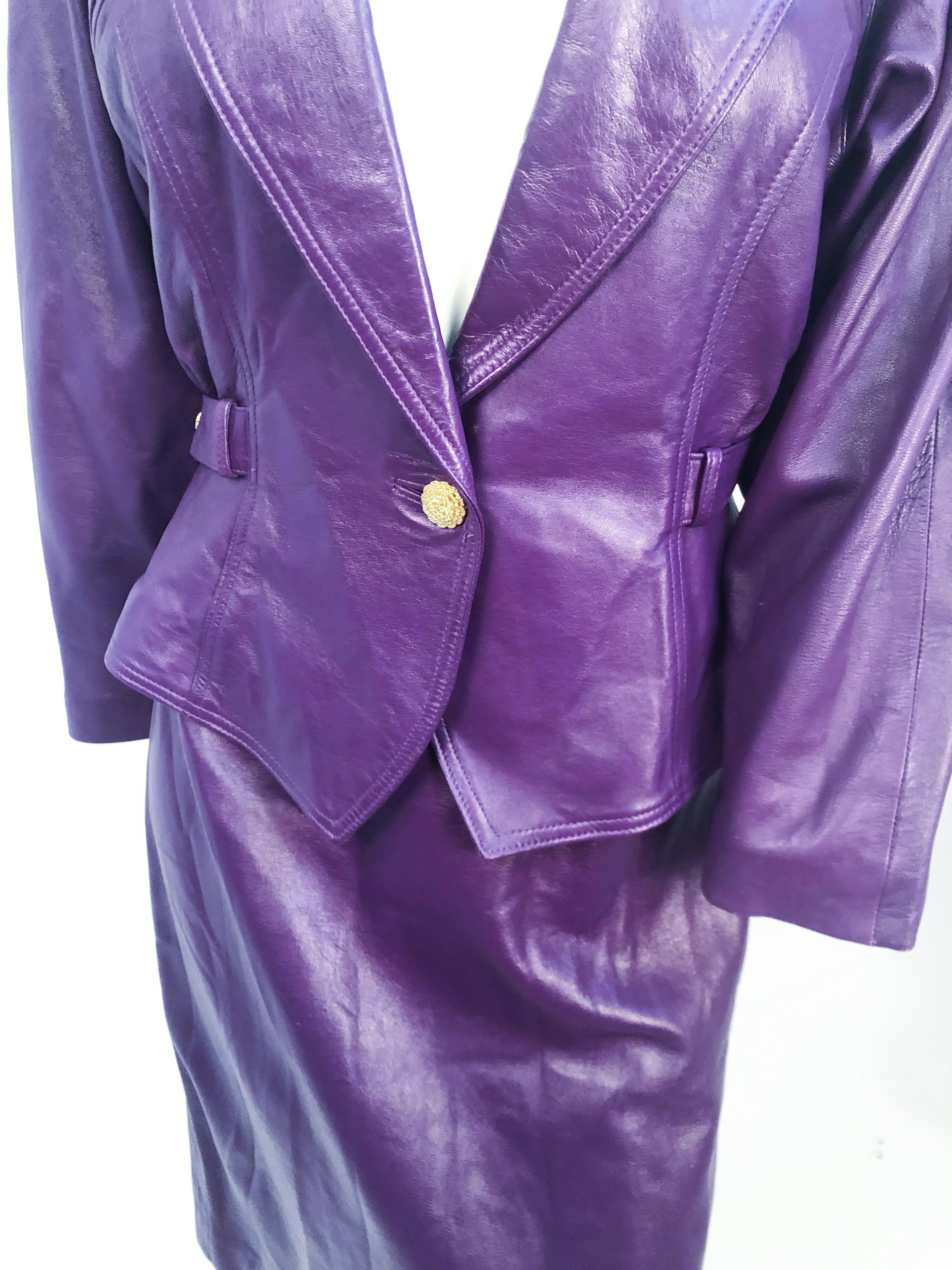 1980s Purple Leather Suit  In Good Condition In San Francisco, CA