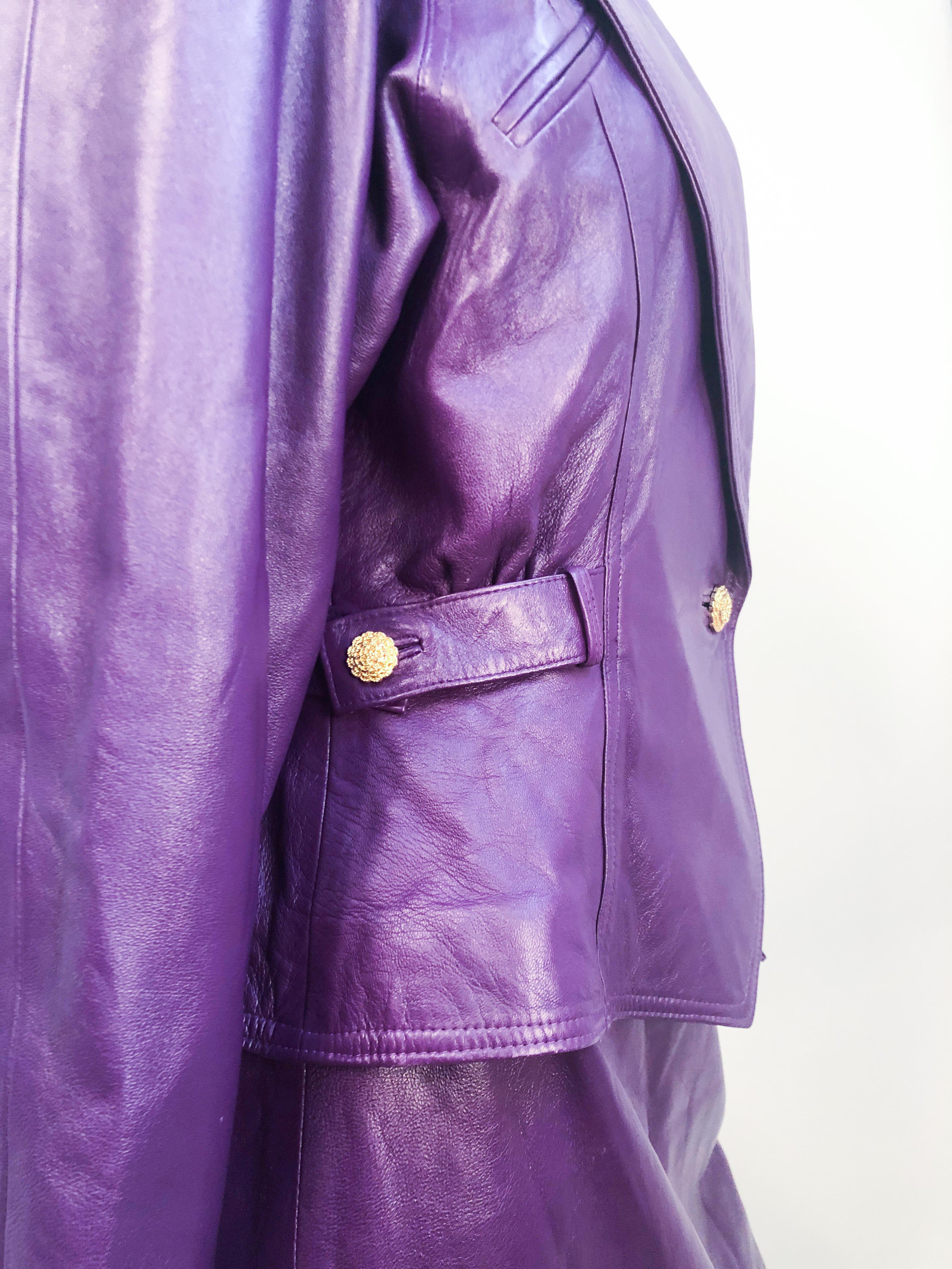 Women's 1980s Purple Leather Suit 