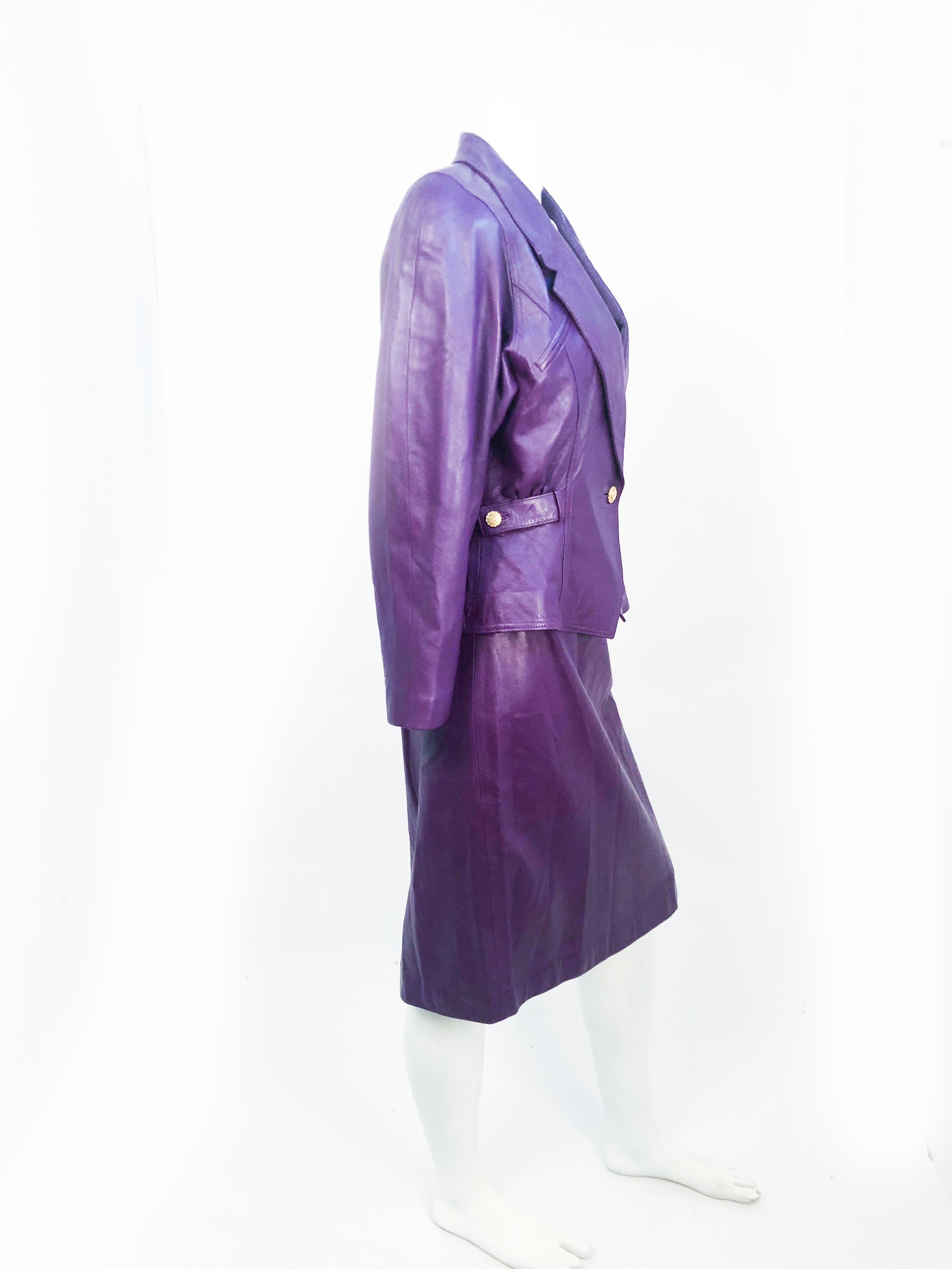 1980s Purple Leather Suit  1