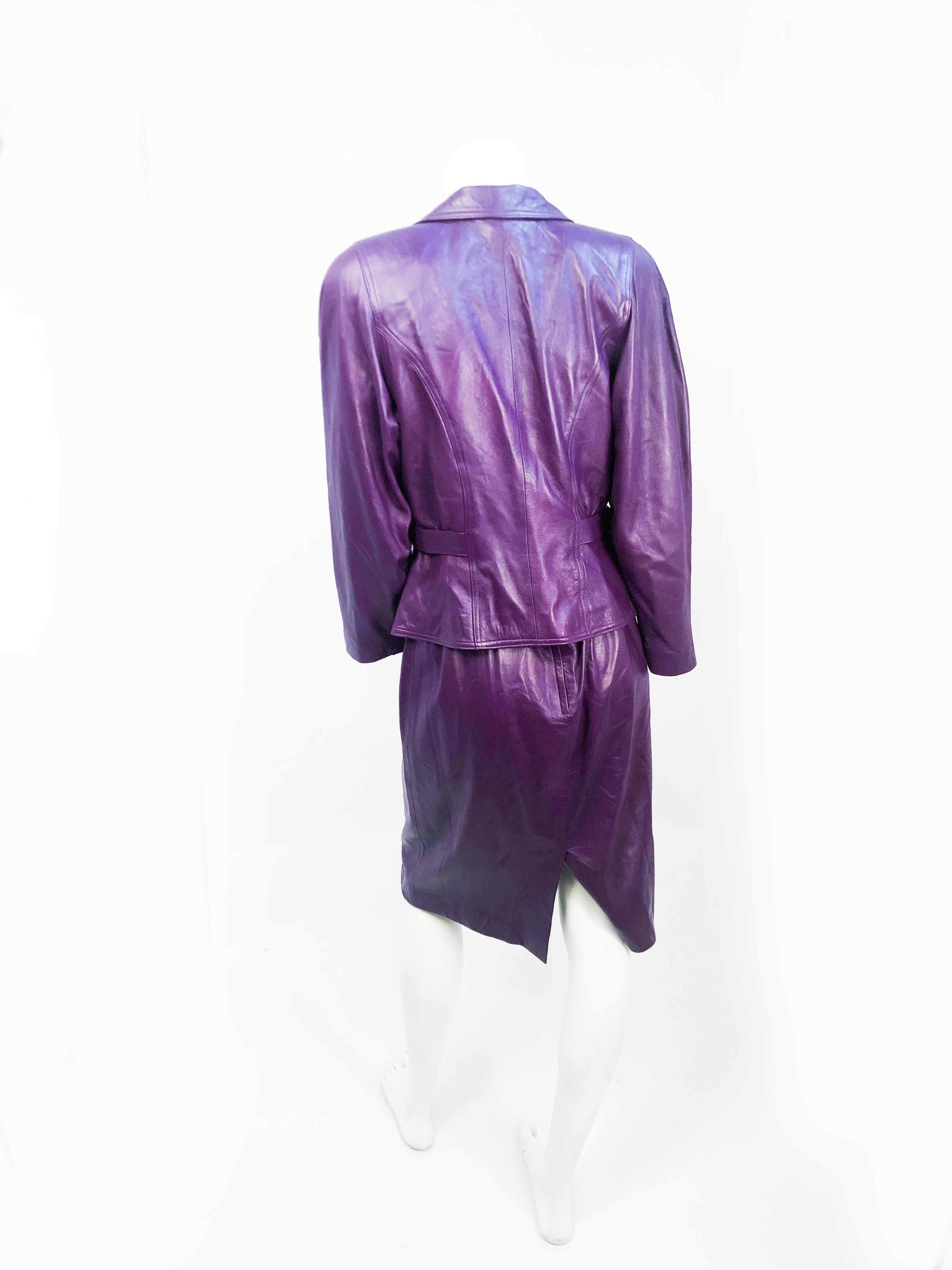 1980s Purple Leather Suit  2