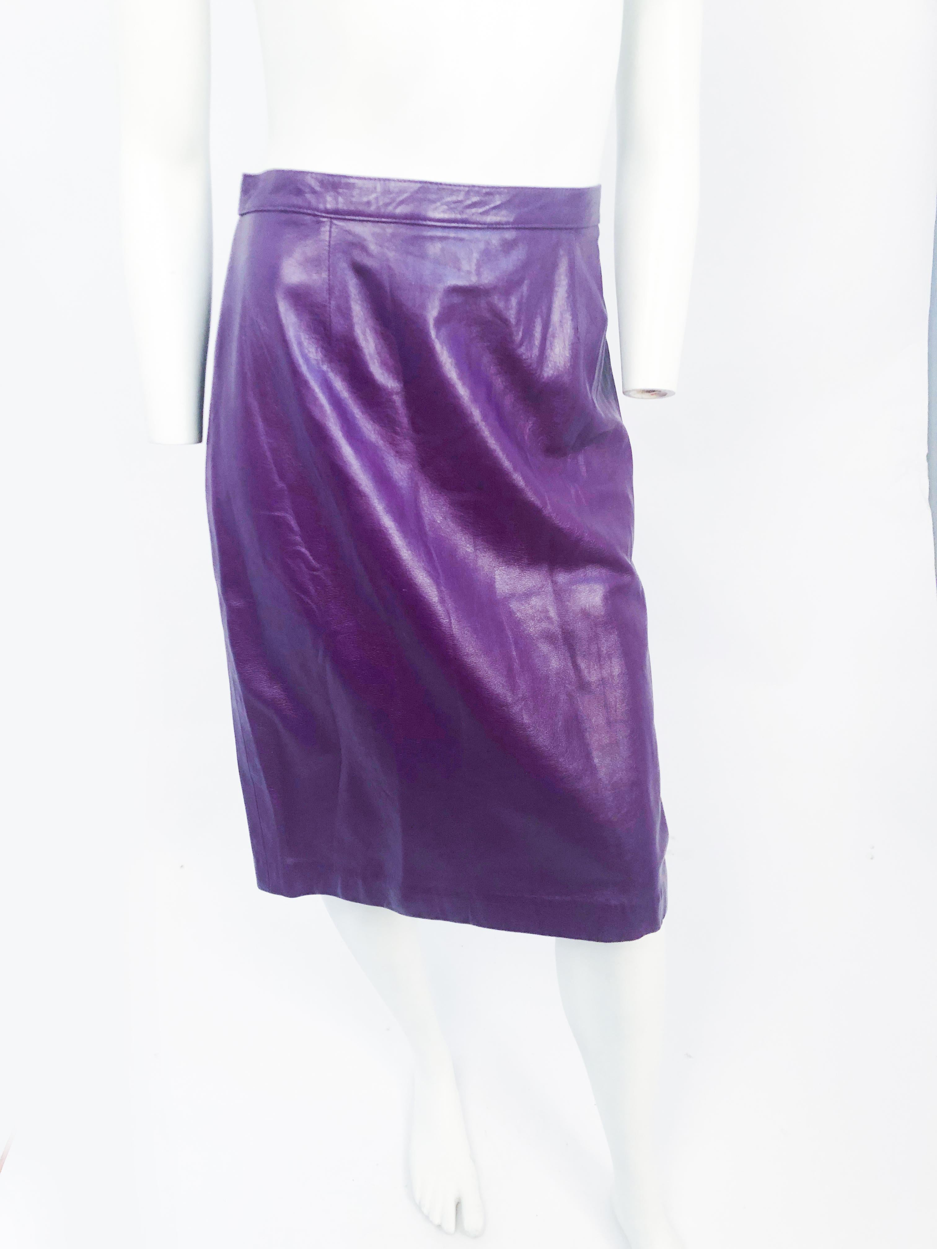 1980s Purple Leather Suit  3