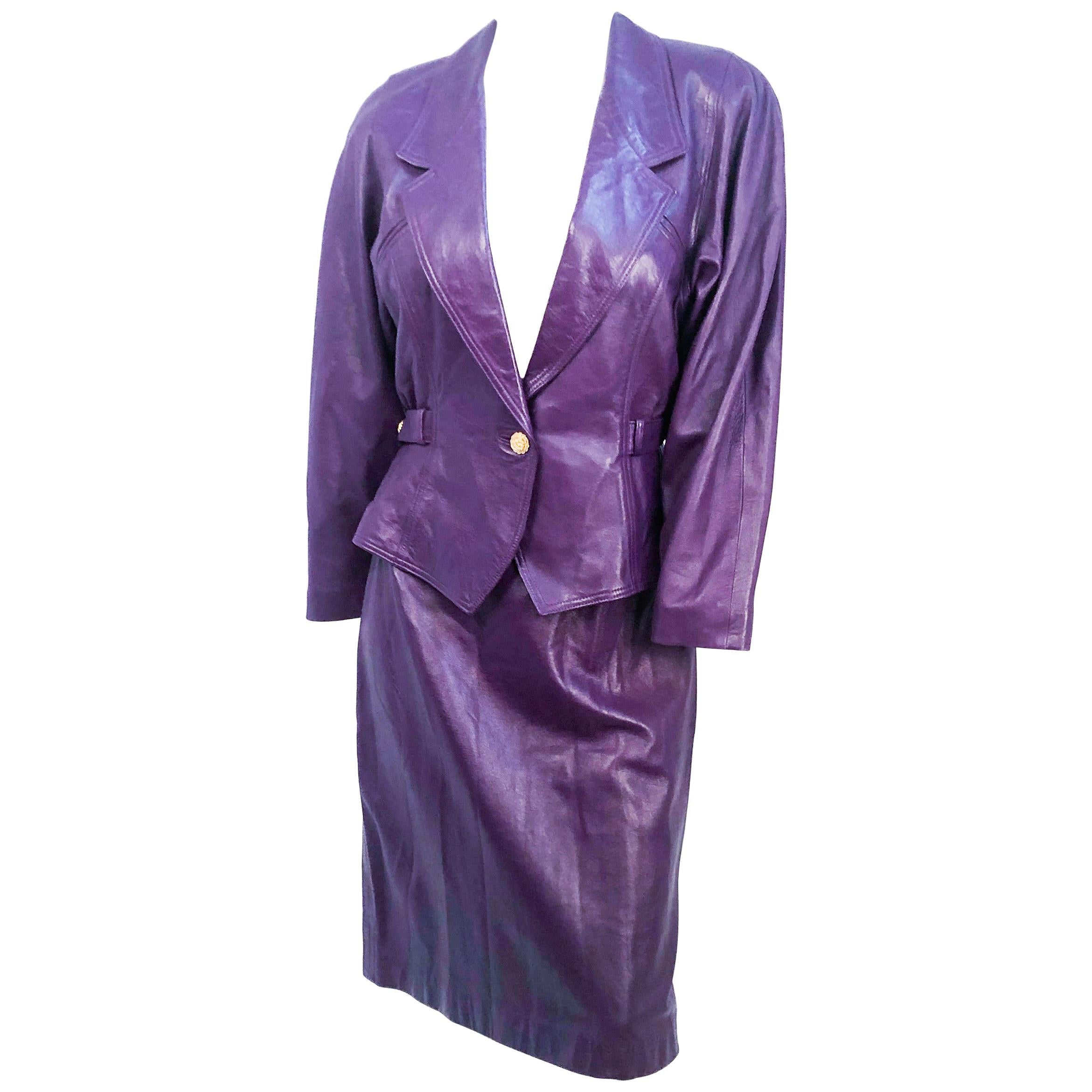 1980s Purple Leather Suit 