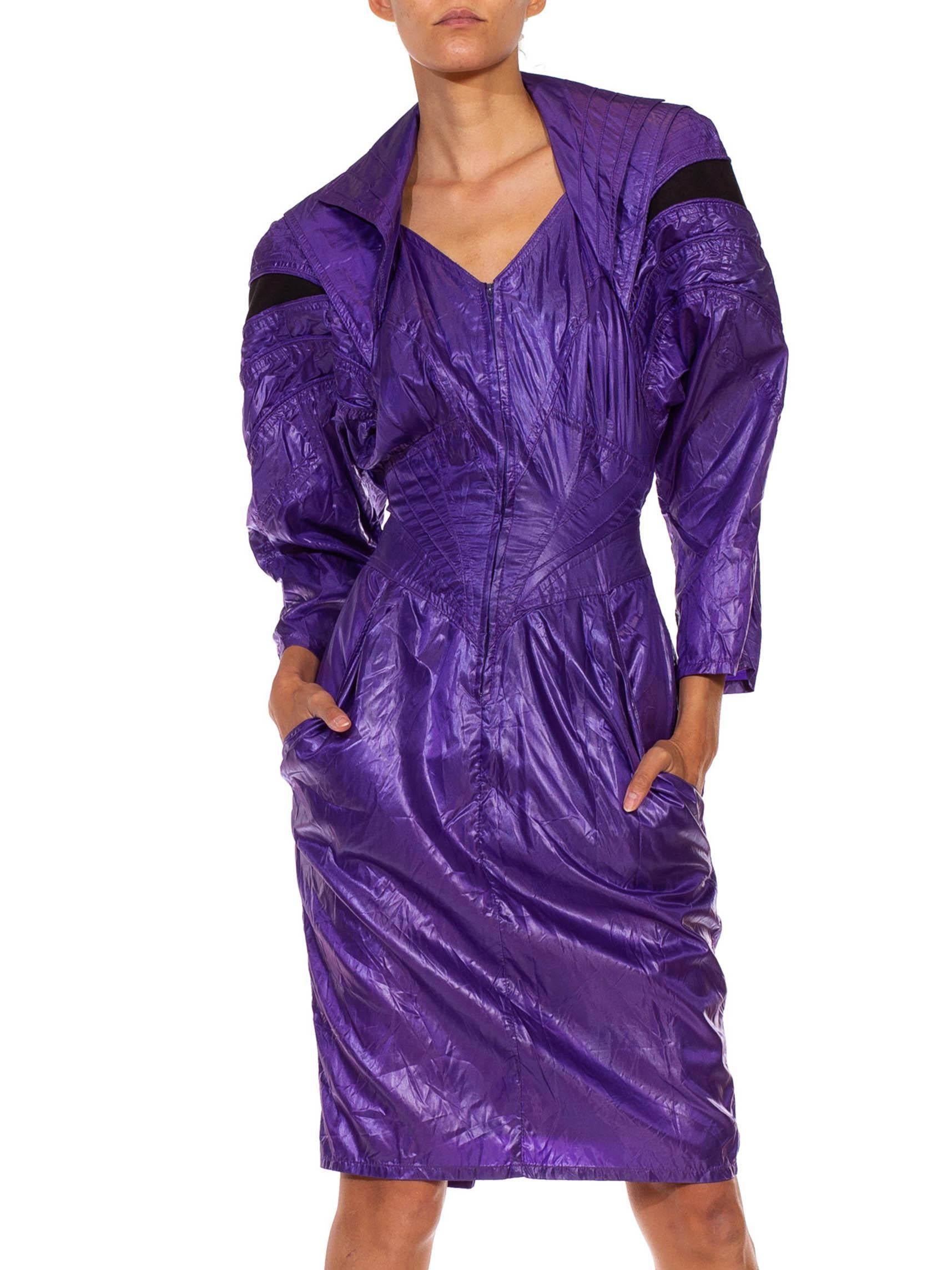 1980S Purple Nylon Parachute Dress In Excellent Condition In New York, NY