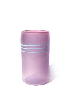 1980s Purple Striped Art Glass Vase